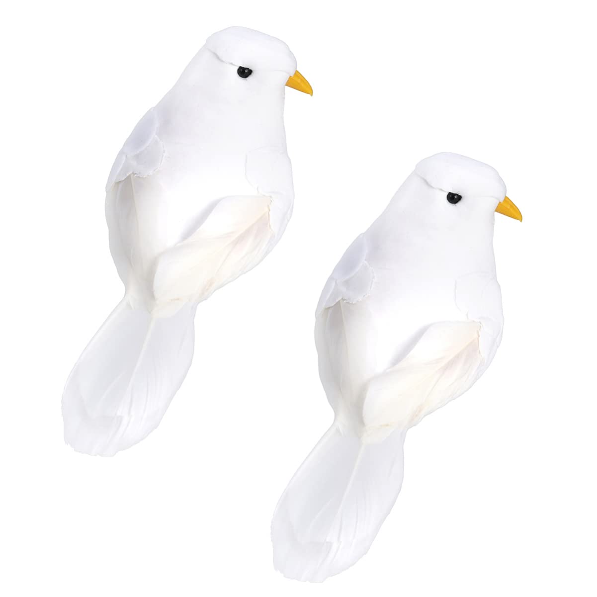 White Foam Pigeons - 2PCS Artificial Feather Bird Ornaments for Wedding Decor, Party Accessories, Garden & Home Decoration - Perfect for Table Centerpieces, Photo Props & Outdoor Decorations