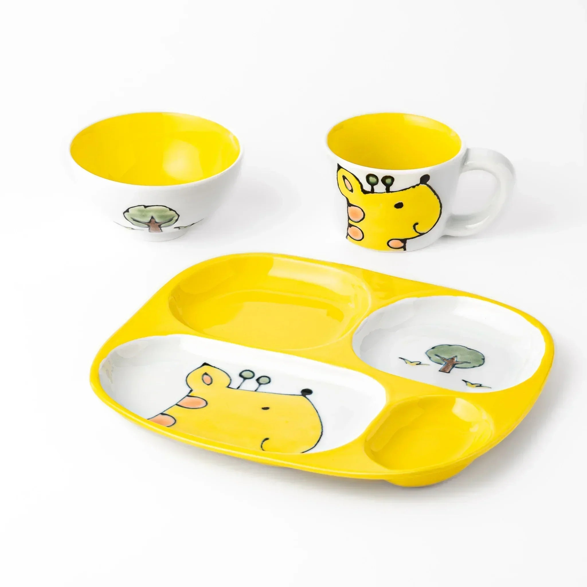 Safari Giraffe Kids Rice Bowl - Cute Animal Design Plastic Bowl for Toddlers & Children - Perfect for Mealtime, Snacks, and School Lunches