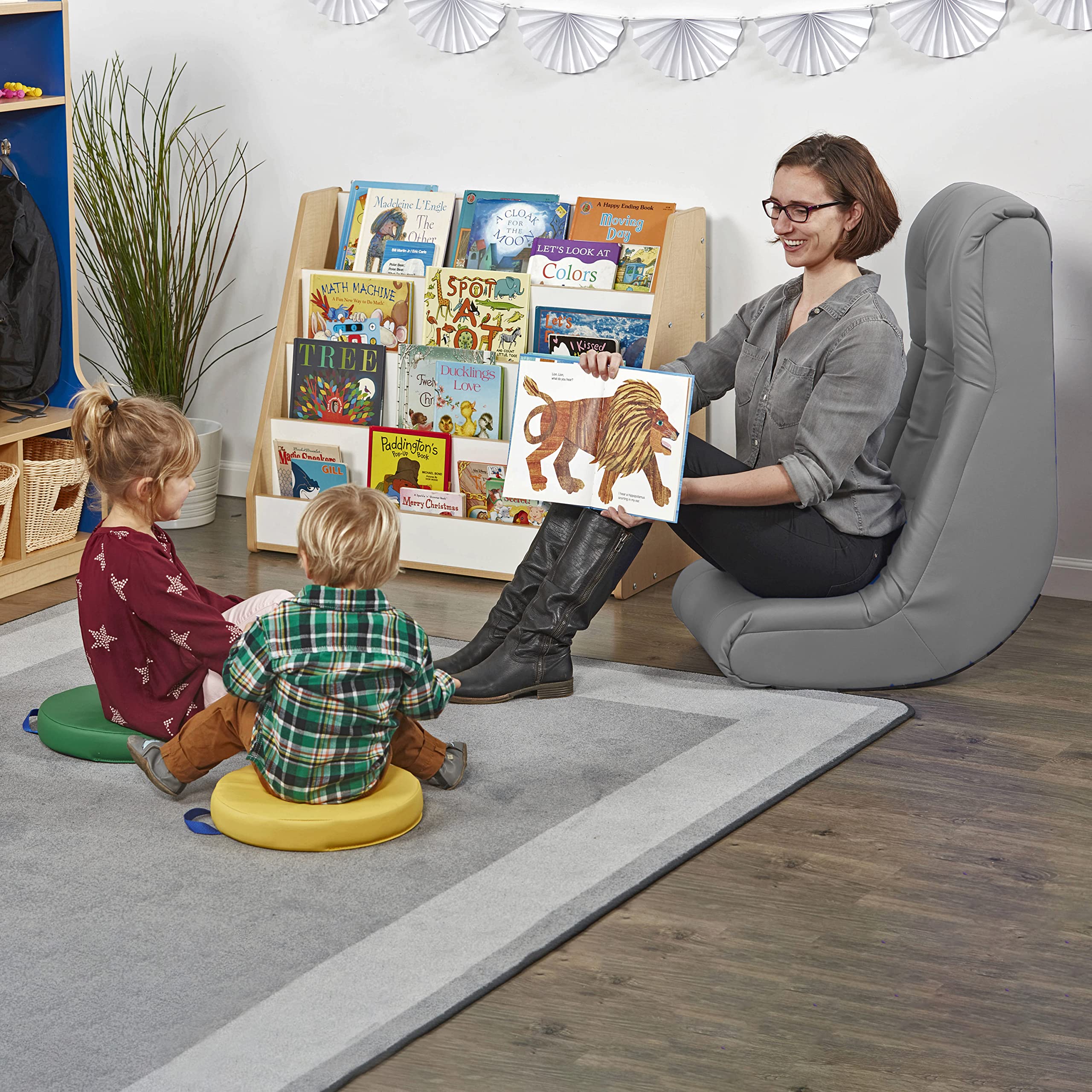 Soft Tufted Floor Rocker Chair - Comfortable Cushioned Ground Seat for Kids, Teens & Adults - Perfect for Reading, Gaming, Meditation & TV Watching - Factory Direct - Coal Gray (10488-GY) - Ideal for Living Rooms, Bedrooms & Dorm Rooms