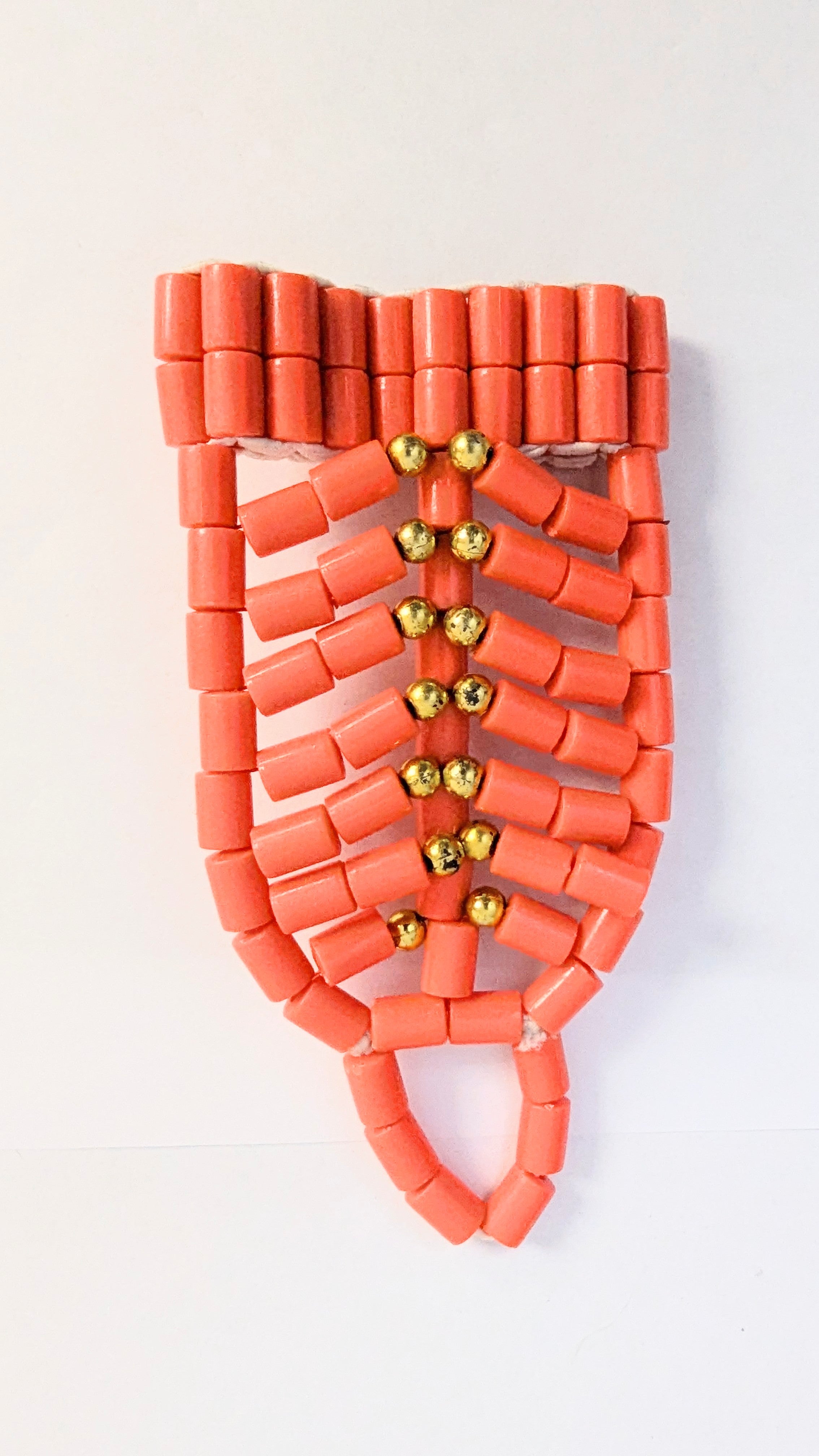 Dupsie's Nwakaego Coral Red Igbo Edo African Beaded Ring DPJABR31 - Handmade Tribal Jewelry for Women, Weddings & Cultural Celebrations