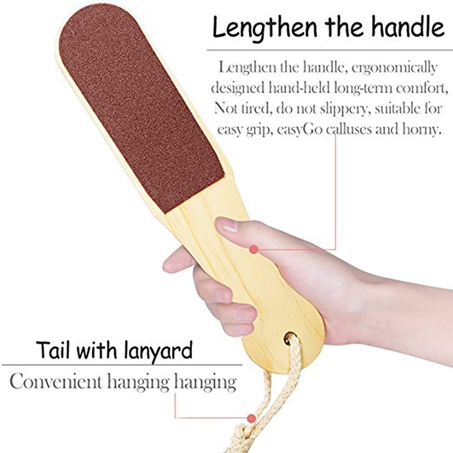 M.S TRADERS Double Sided Foot File Scrubber - Professional Dead Skin & Callus Remover Pedicure Tool with Ergonomic Wooden Handle | Cracked Heels, Hard Skin & Corn Removal for Wet & Dry Feet | Perfect for Home Pedicure, Foot Care & Spa Treatments