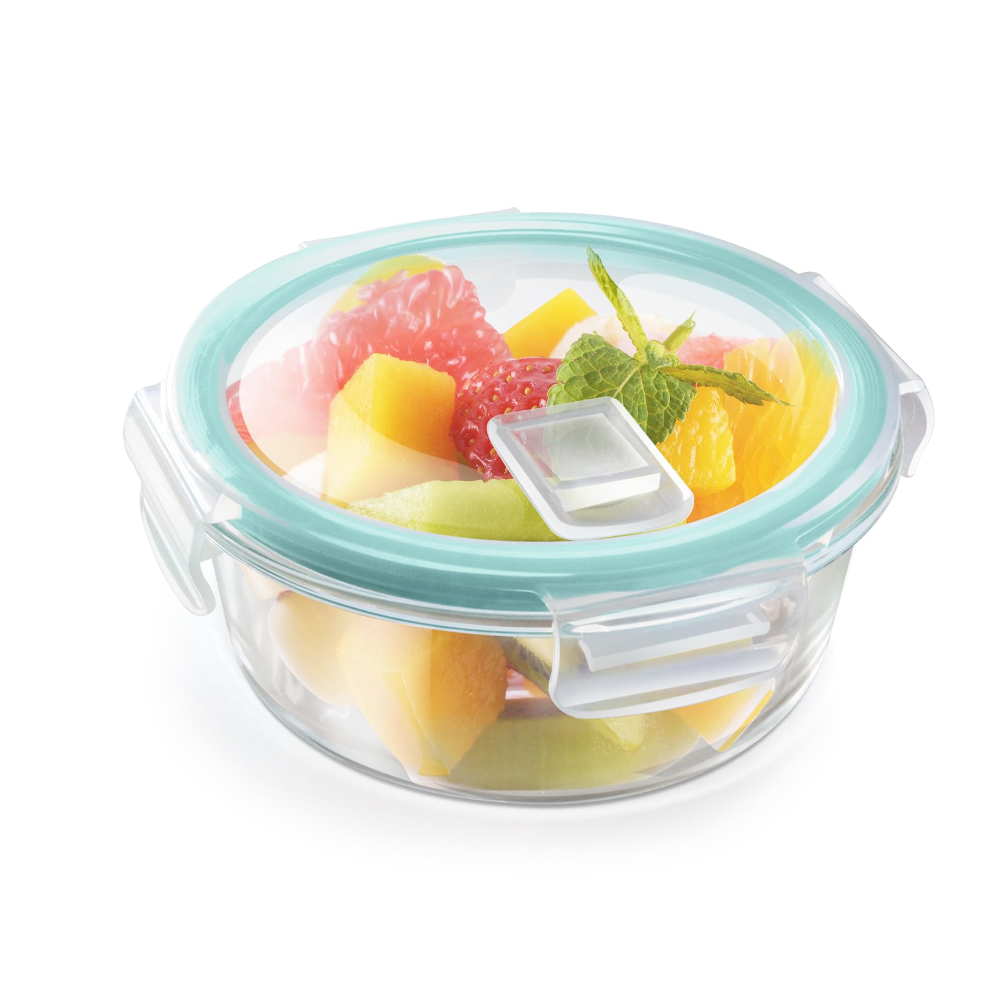 MILTON Treo Hi Borosilicate Glass Clip Fresh Round Food Storage Container Set of 2 (400ml Each) - Airtight, Microwave, Oven, Refrigerator & Dishwasher Safe, BPA Free, Stackable | Perfect for Meal Prep, Leftovers & Pantry Organization
