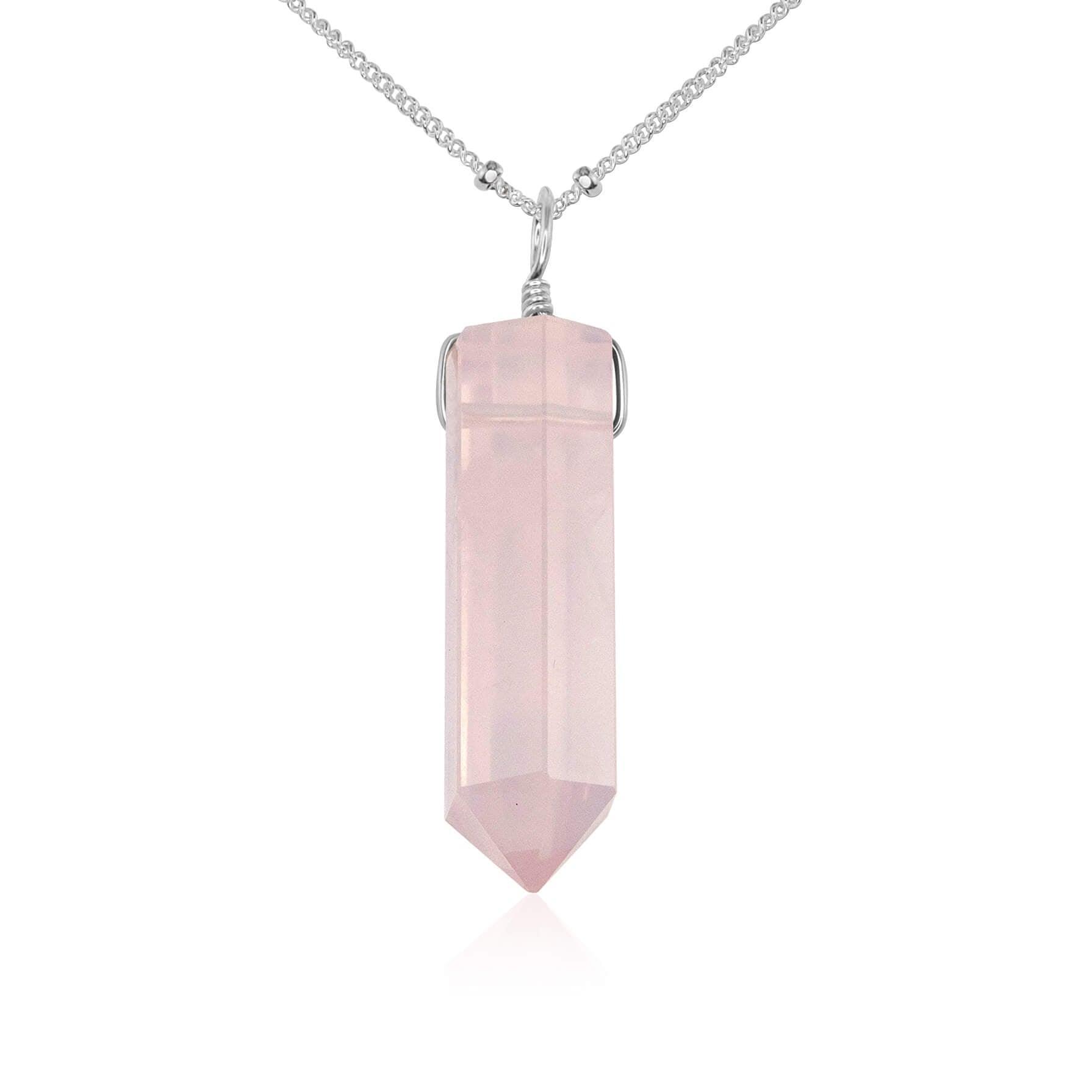 Rose Quartz Crystal Pendant Necklace - Healing Gemstone Jewelry for Women, Chakra Balancing & Positive Energy | Perfect for Meditation, Yoga & Spiritual Gifts