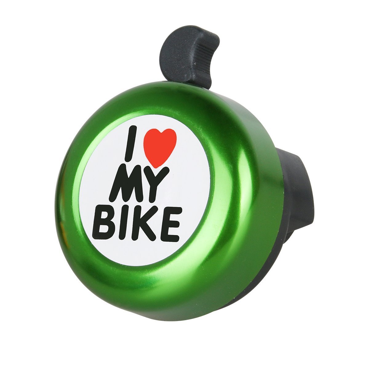 Loud Aluminum Bike Bell - Durable Bicycle Horn for Adults & Kids - I Love My Bike Accessories for Men, Women, Boys & Girls - Perfect for Commuting, Mountain Biking & City Riding (Green)