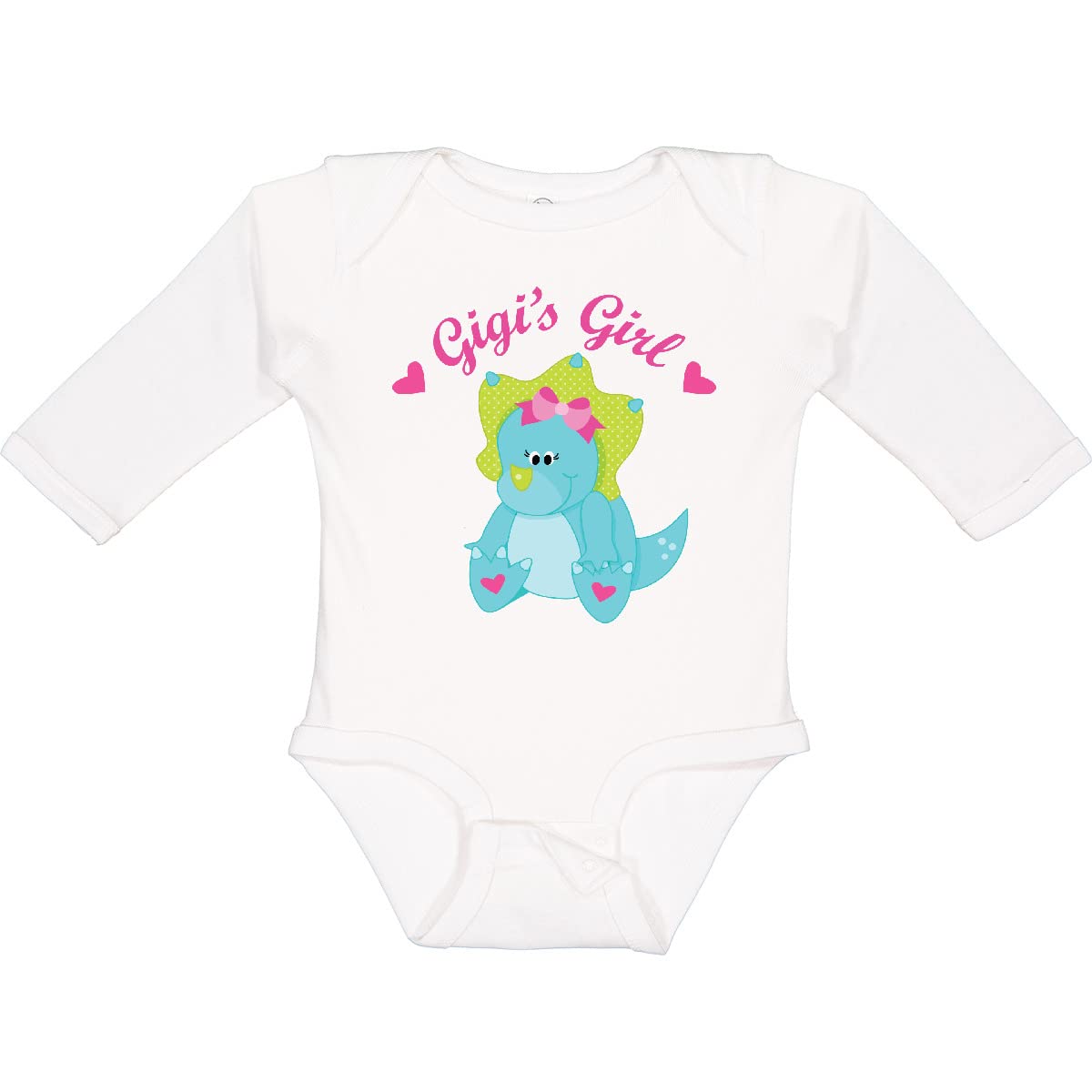 Inktastic Gigi's Girl Dinosaur Long Sleeve Baby Bodysuit - Cute Dino Print for Infants & Toddlers - Perfect for Playdates, Daycare & Family Photos