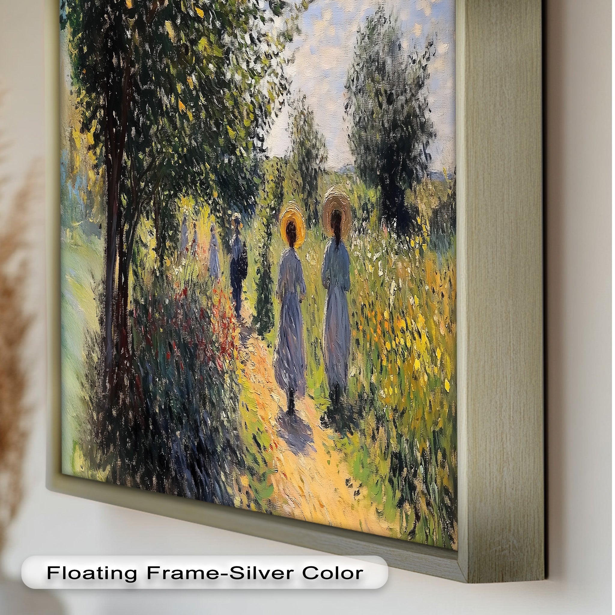 Afternoon Stroll - Sun Dappled Garden Walk Oil Painting Wall Art - Hand Painted Landscape Canvas for Living Room, Bedroom Decor - Perfect Gift for Home & Office