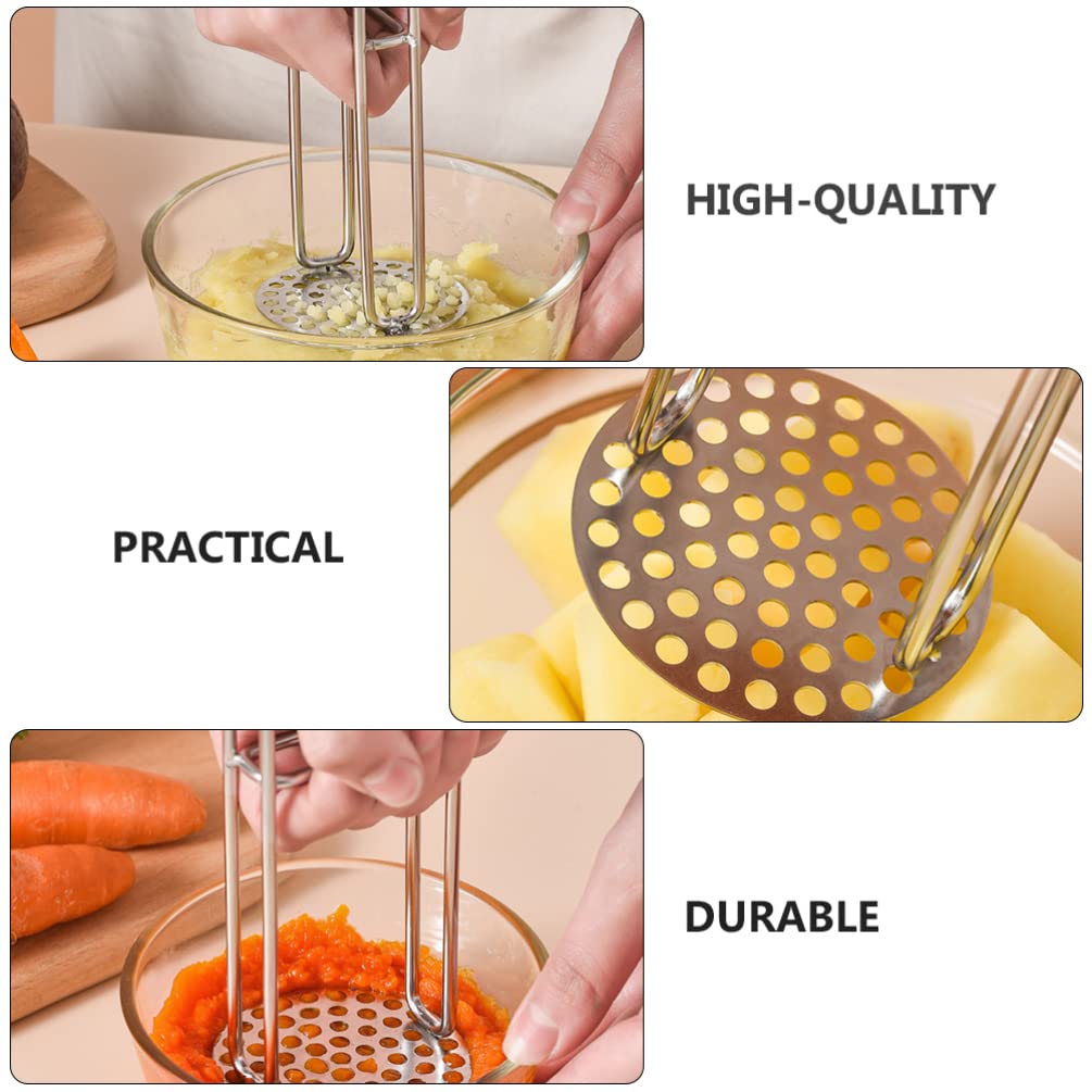 Stainless Steel Potato Masher & Vegetable Presser - 1PC Heavy Duty Kitchen Utensil for Mashing Potatoes, Pumpkins, Vegetables - Perfect for Home Cooking, Baking, and Meal Prep