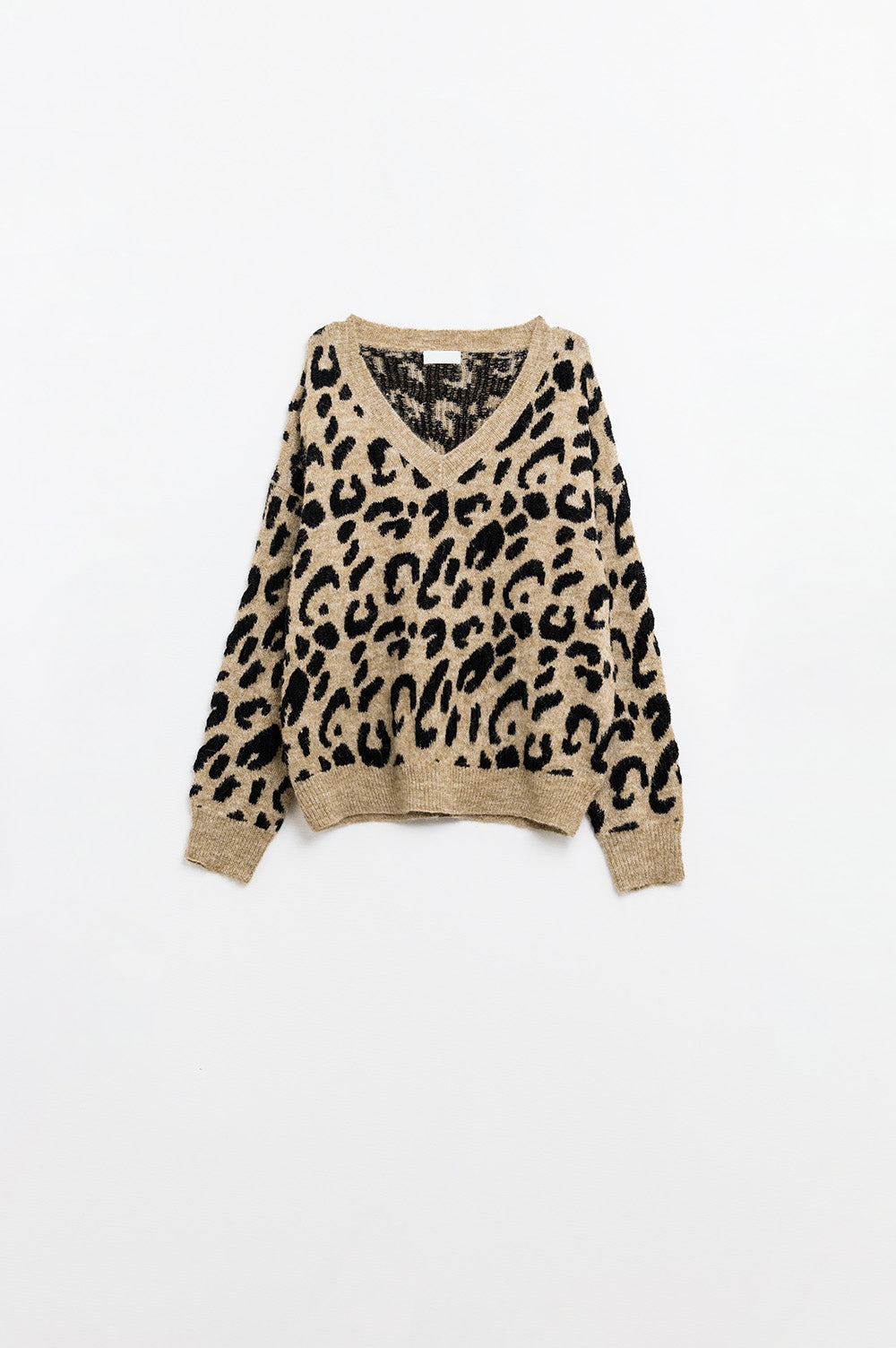 Soft V-Neck Leopard Print Pullover Sweater - Women's Casual Knit Top for Everyday Wear & Stylish Outfits