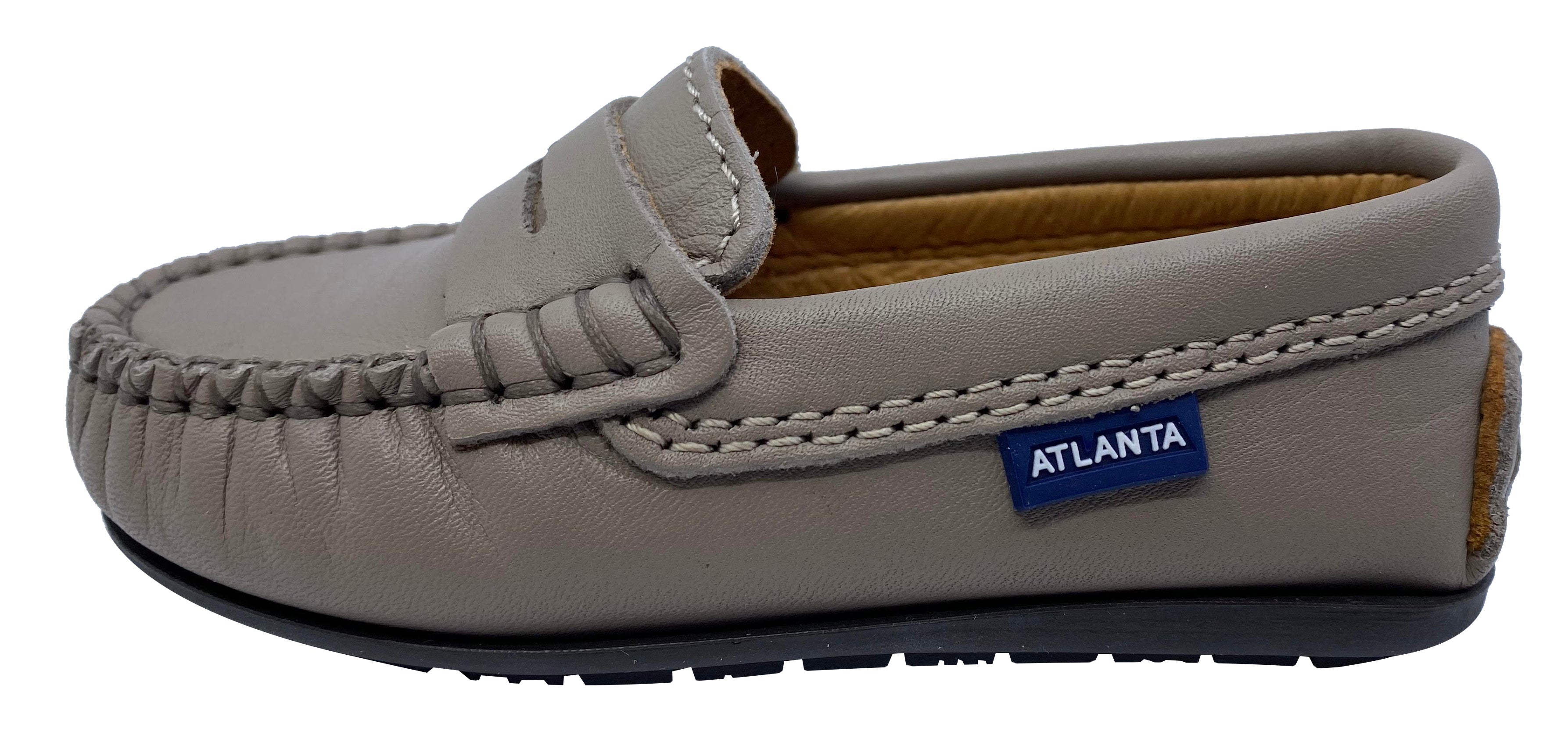 Atlanta Boys & Girls Penny Loafers - Soft Leather Moccasins in Earth Grey | Comfortable School & Casual Shoes for Kids