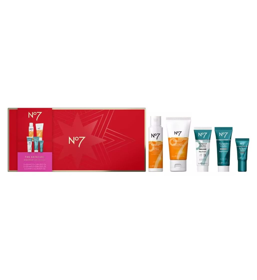 No7 Skincare Discovery Collection Gift Set - Anti-Aging & Hydrating Facial Care Kit for Women | Perfect Birthday Gift & Holiday Present for Her | Skincare Routine Essentials