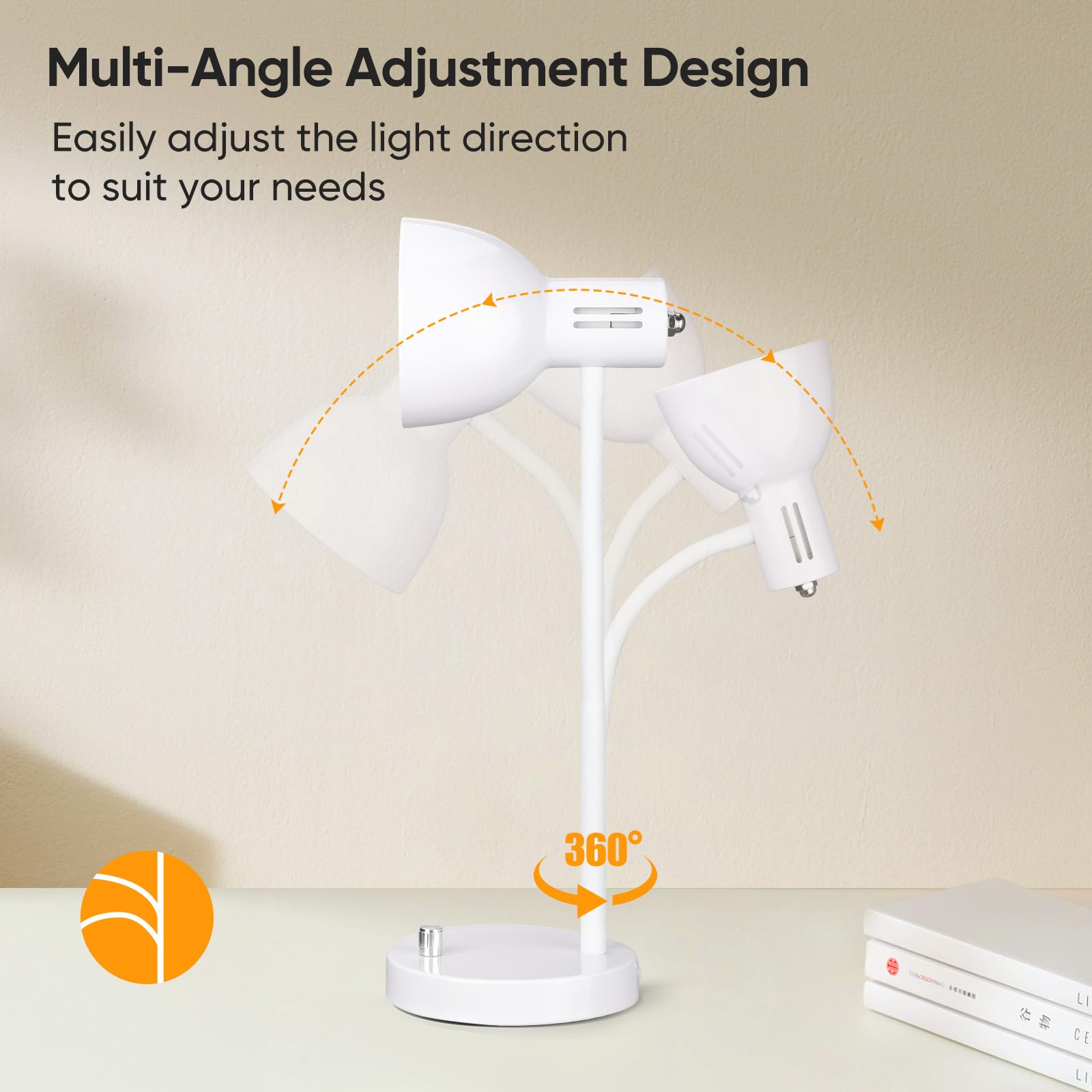 Energy-Saving LED Desk Lamp for Home Office & Study - Adjustable Brightness, Flexible Gooseneck, E26 Base - Perfect for Dorm Room, Bedside Table & Workspace (White) - Ideal for Reading, Working & Night Light Use