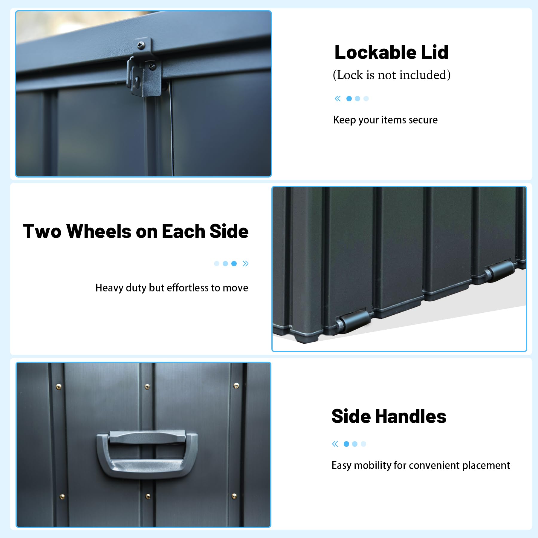 160 Gallon Outdoor Storage Deck Box - Heavy Duty Galvanized Steel Waterproof Storage Bench with Wheels & Lock - All-Weather UV-Resistant for Porch, Cushions, Tools (Grey) - Perfect for Patio Furniture Storage, Package Delivery Protection, and Backyard Organization