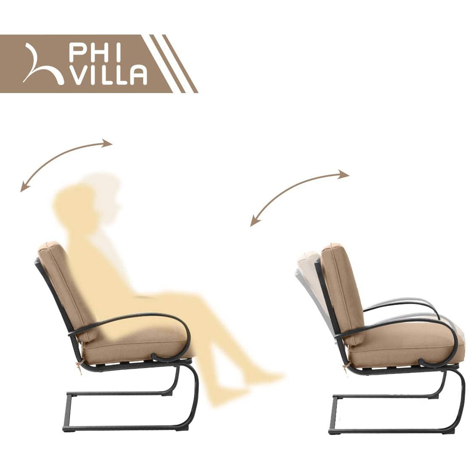 Sophia & William C Spring Metal Cushioned Lounge Chairs - Outdoor Patio Furniture Set for Garden, Poolside & Backyard Relaxation