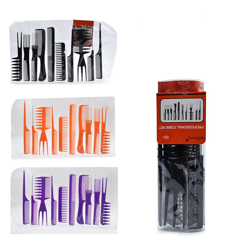 10pcs Professional Hair Brush Comb Set - Anti Static Salon Styling Tools for Barber & Hairdressing - Perfect for Hair Care, Detangling & Smoothing Styling at Home or Salon