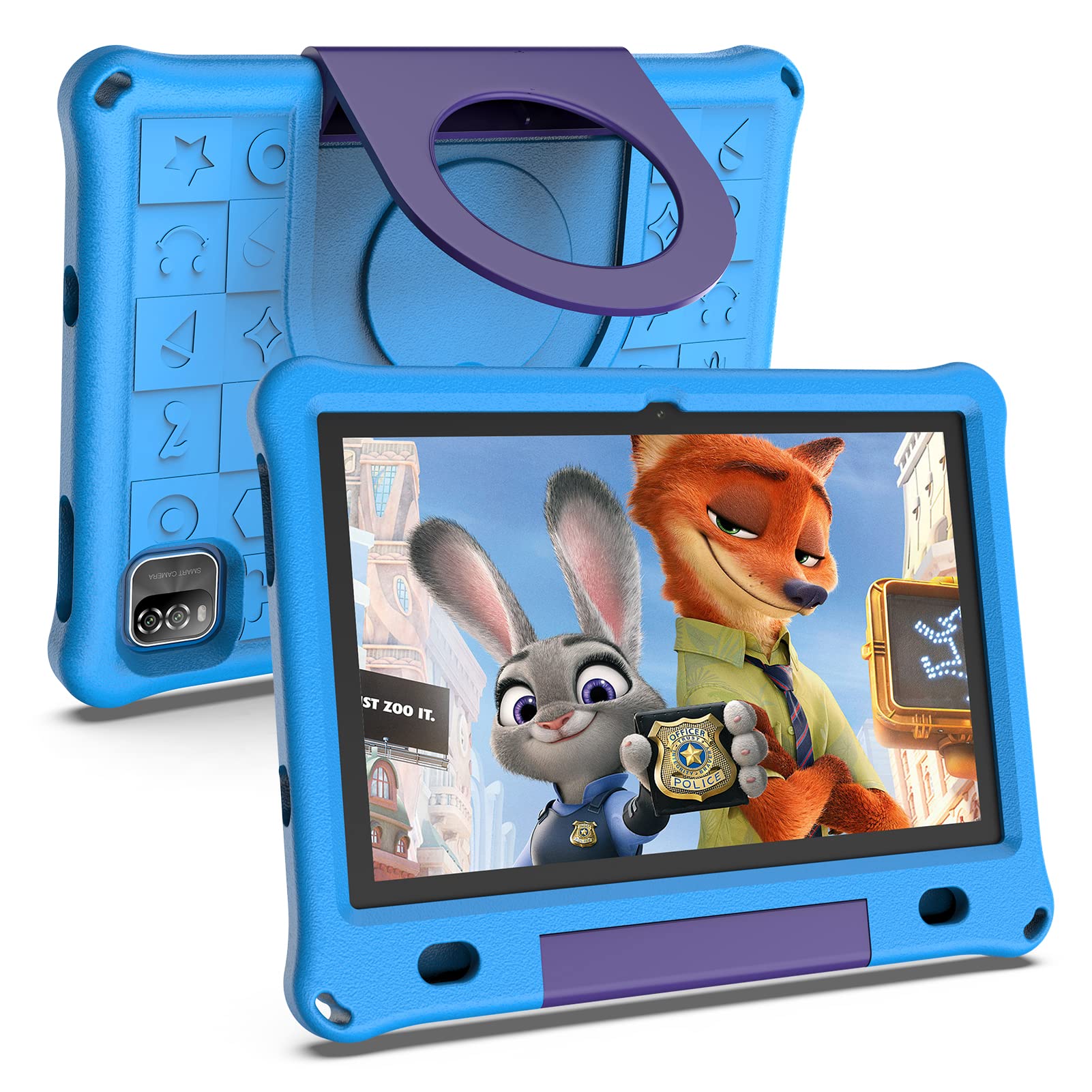 CosmoToys Kids Tablet with Parental Control - 7 Inch Android 12 Tablet for Children | Includes Car Storage Cover & Tablet Holder | 6000mAh Battery | Blue | Perfect for Travel, Learning & Entertainment