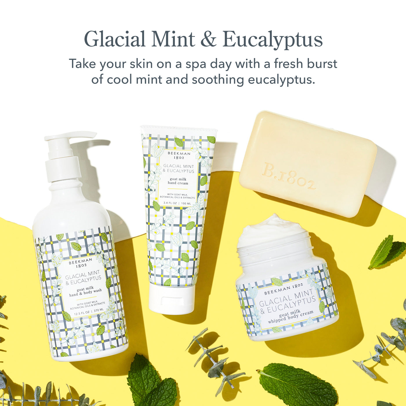 Glacial Mint & Eucalyptus Whipped Body Cream Set of 2 - Ultra Hydrating Moisturizer for Dry Skin - Perfect for Spa Day & Self Care Routine