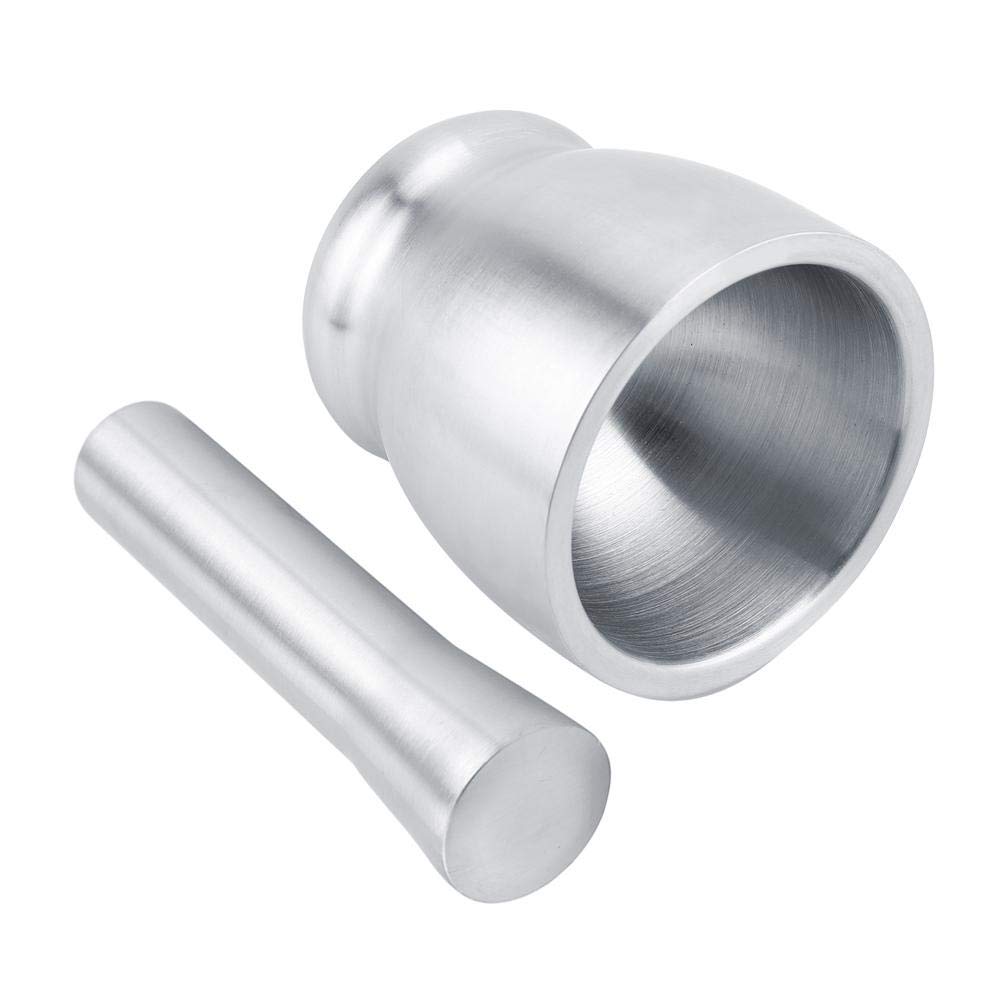 Stainless Steel Mortar and Pestle Set - Anti-Rust Spice Grinder, Manual Garlic Crusher with Ergonomic Long Handle for Crushing Herbs, Spices, Pills, Sesame Seeds - Perfect for Kitchen, Pharmacy & Herbal Medicine Preparation