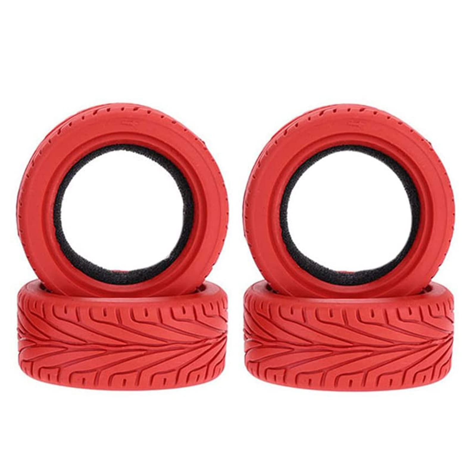 WONFAST 1/10 Scale RC On-Road Car Tires - 4PCS 65mm Grain Drift Rubber Replacement Tires for HSP Tamiya HPI Racing Cars - Perfect for Drifting, Racing and Run-flat Performance (Red)