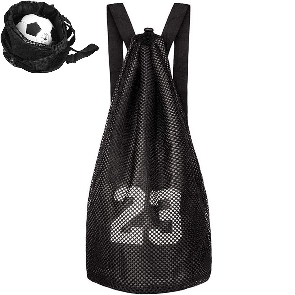 Adjustable Mesh Gym Backpack - Basketball Sports Bag with Drawstring, Multi-Purpose Workout Sack for Fitness, Training & Basketball - Perfect for Gym, Travel & Outdoor Sports (Black)