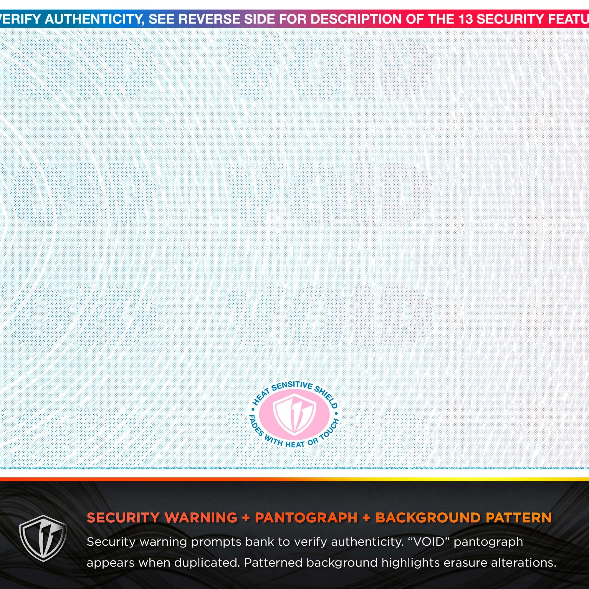 DocuGuard Blue/Red Galaxy Premier Prismatic High Security Check Paper - Compatible with Laser & Inkjet Printers - 13 Advanced Security Features - 2500 Blank Business Checks (04562C) - Ideal for Fraud Protection & Secure Business Transactions