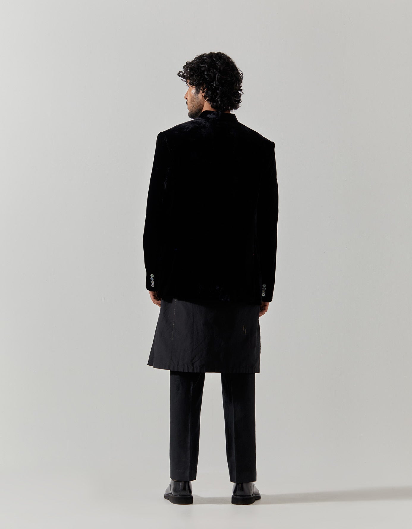 Luxury Bandhgala Silk Velvet Jacket for Men - Black Formal Indian Wedding Sherwani | Perfect for Weddings, Parties & Special Occasions