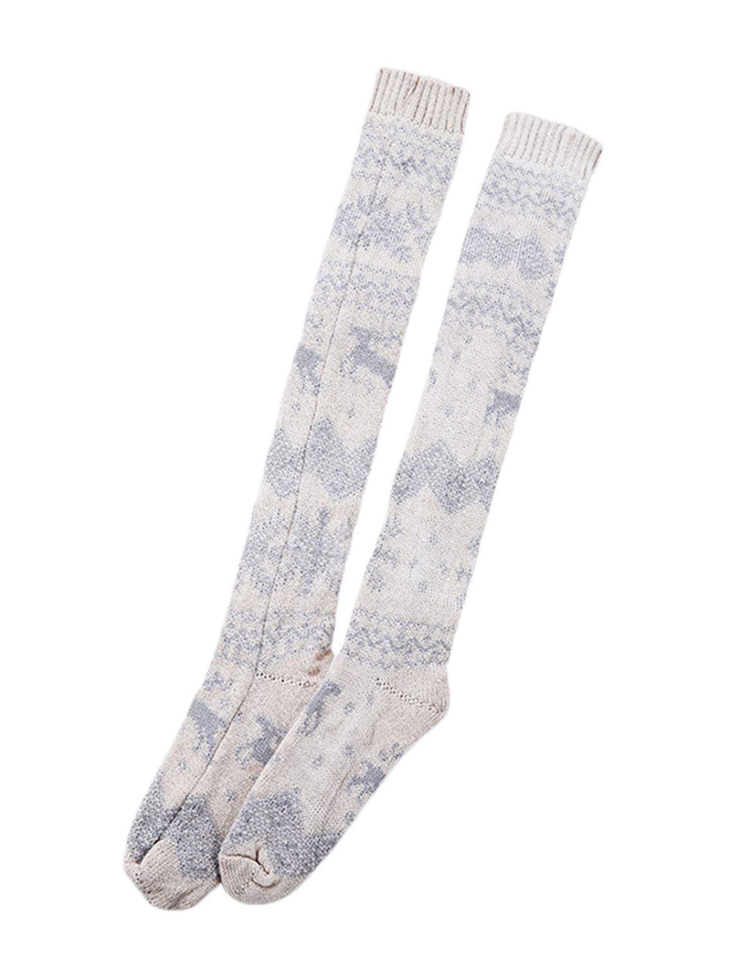 Women's Knitted Christmas Snowflake Socks - Medium Tube Wool Stockings & Leg Warmers for Winter, Holiday Gifts & Cozy Home Wear