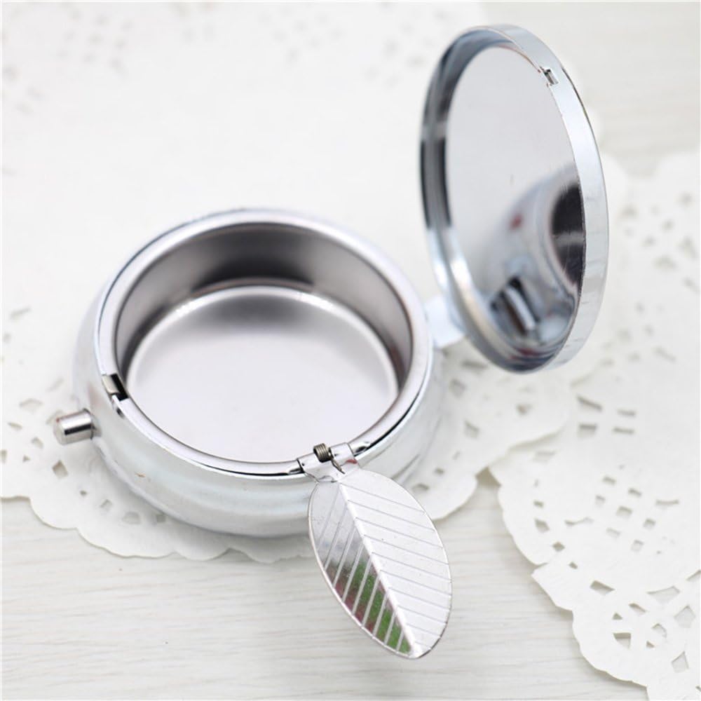 2-Pack Portable Pocket Ashtray & Car Cigarette Ashtray - Mini Stainless Steel Keychain Ashtray with Snuffer - Compact Travel Ash Holder for Outdoor, Camping, Hiking and Road Trips (Colorful Patterns)
