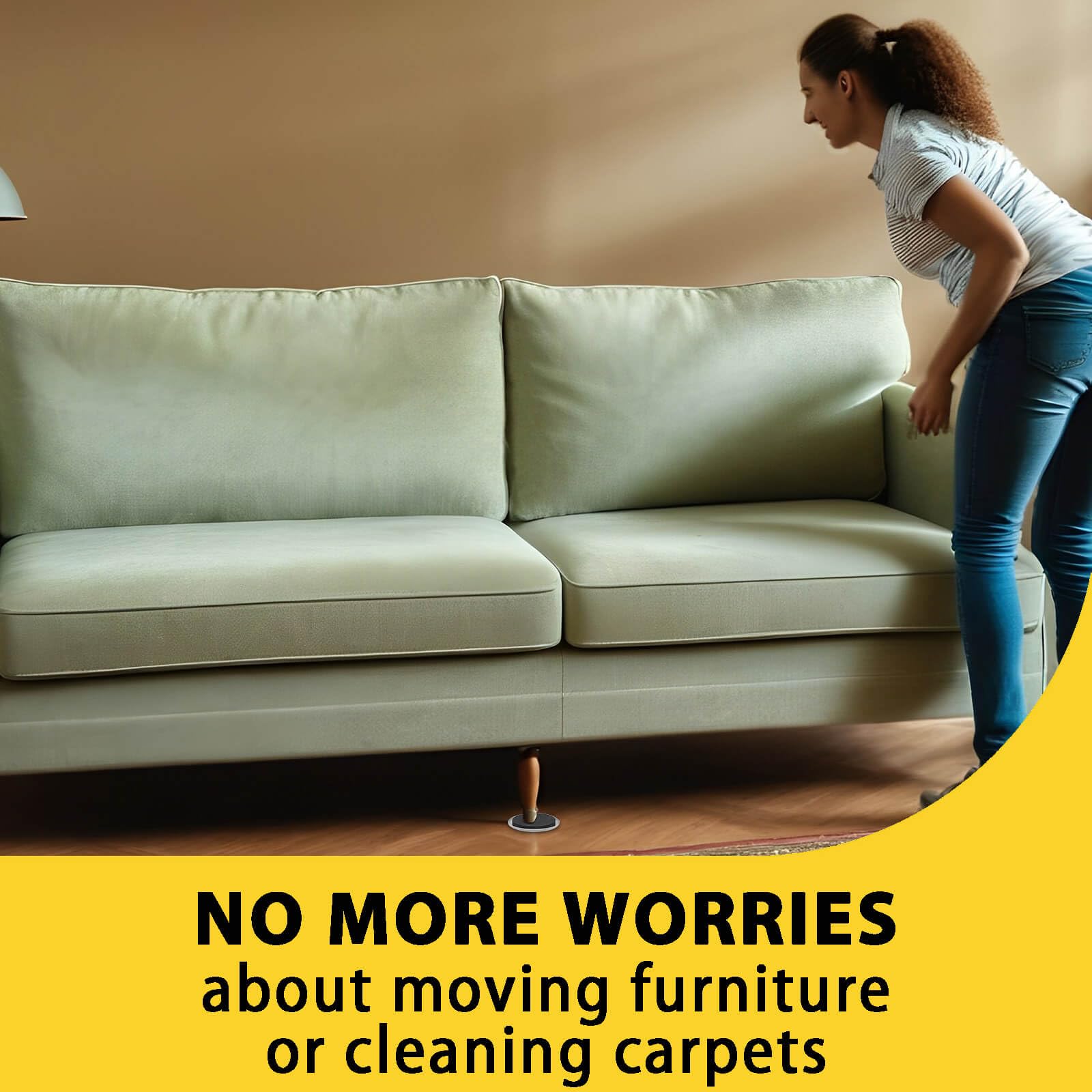 Heavy-Duty Reusable Furniture Sliders for Carpet & Hardwood Floors - 8 Pack 3.5