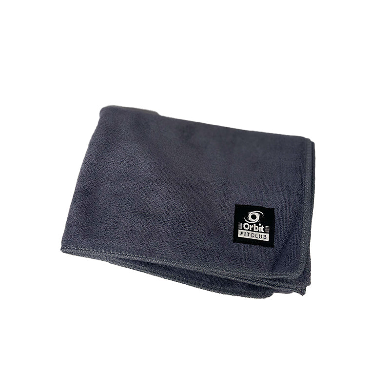 Orbit FitClub Grey Microfiber Gym Towel - Quick Dry, Ultra Absorbent Workout Towel for Gym, Yoga & Fitness - Perfect for Sports, Running & Post-Workout
