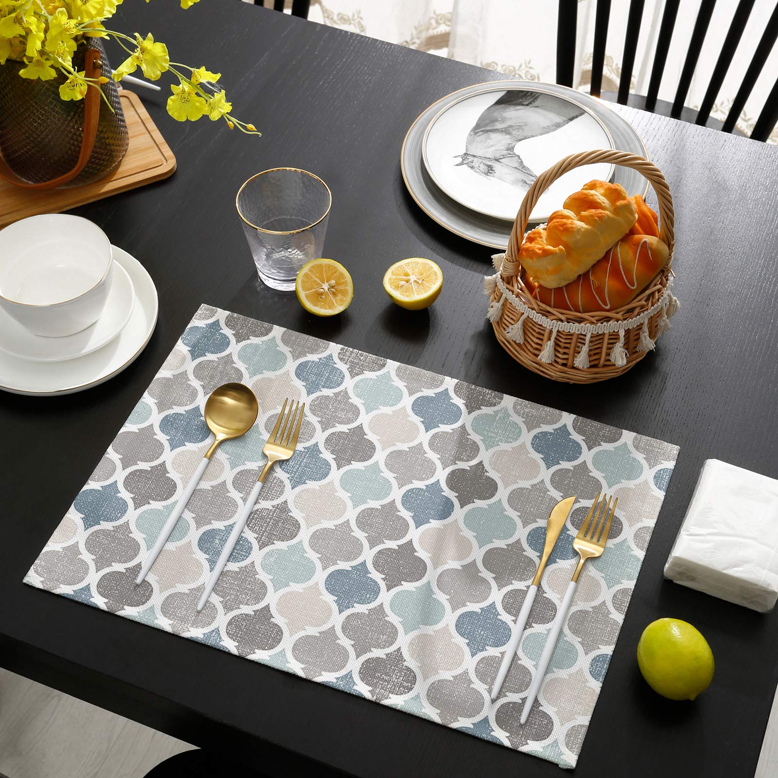Geometric Moroccan Pattern Washable Placemats Set of 4 - 13