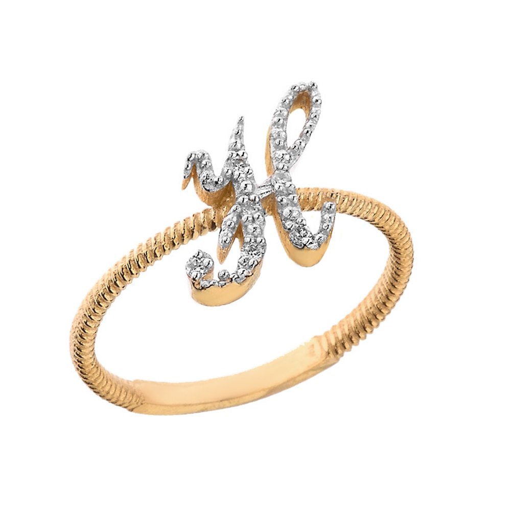 10K Yellow Gold Diamond Initial Letter 