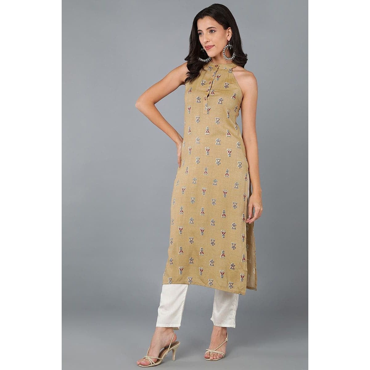 Stylish Mustard Yellow Cotton Ethnic Motif Kurta for Women | Traditional Indian Tunic Top | Perfect for Festivals, Weddings & Casual Wear