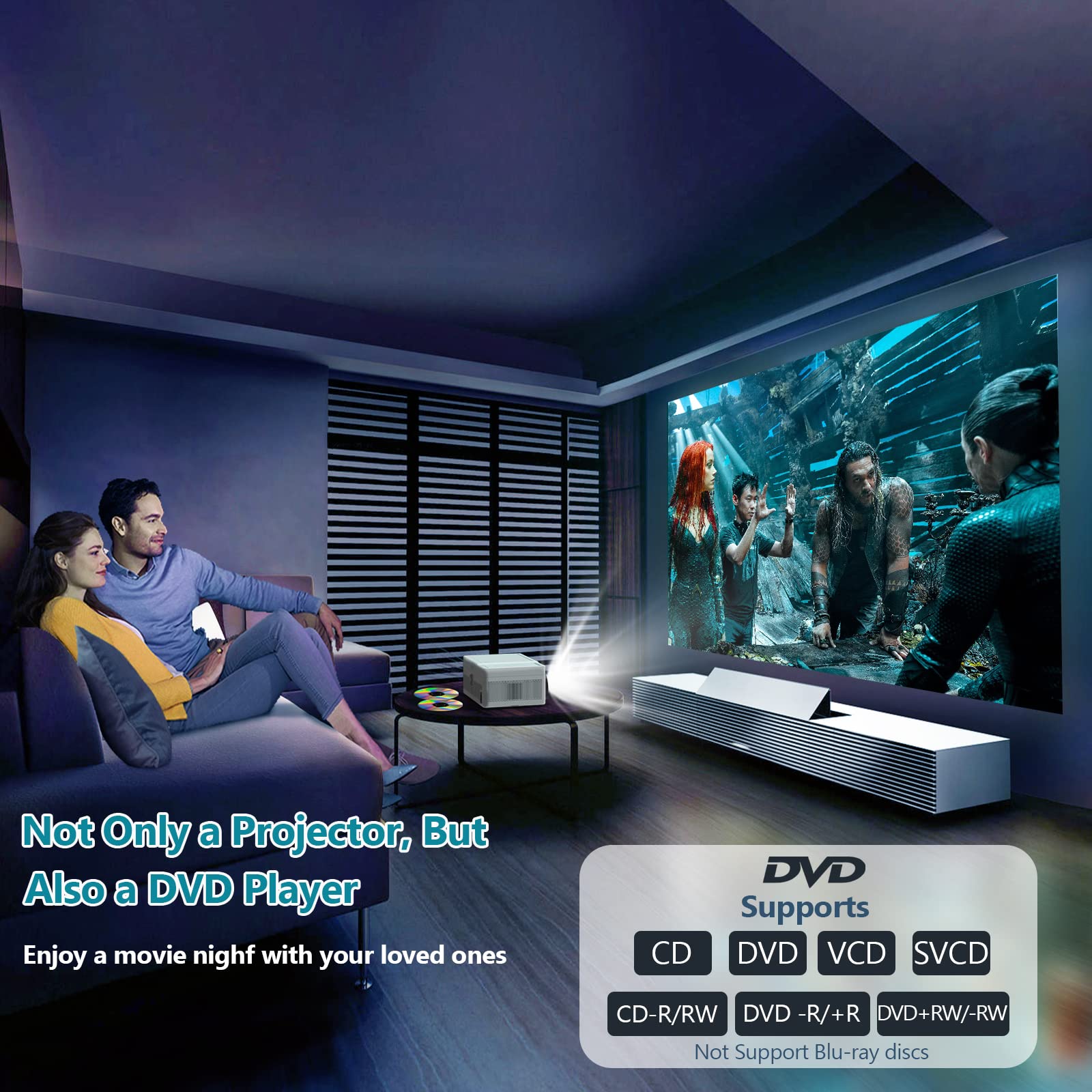 5G WiFi Bluetooth Projector - 1080P Full HD Mini Portable Home Theater Projector for Outdoor Movies | Compatible with iPhone, Android, Fire TV Stick, HDMI, USB | Perfect for Backyard, Camping & Bedroom Entertainment