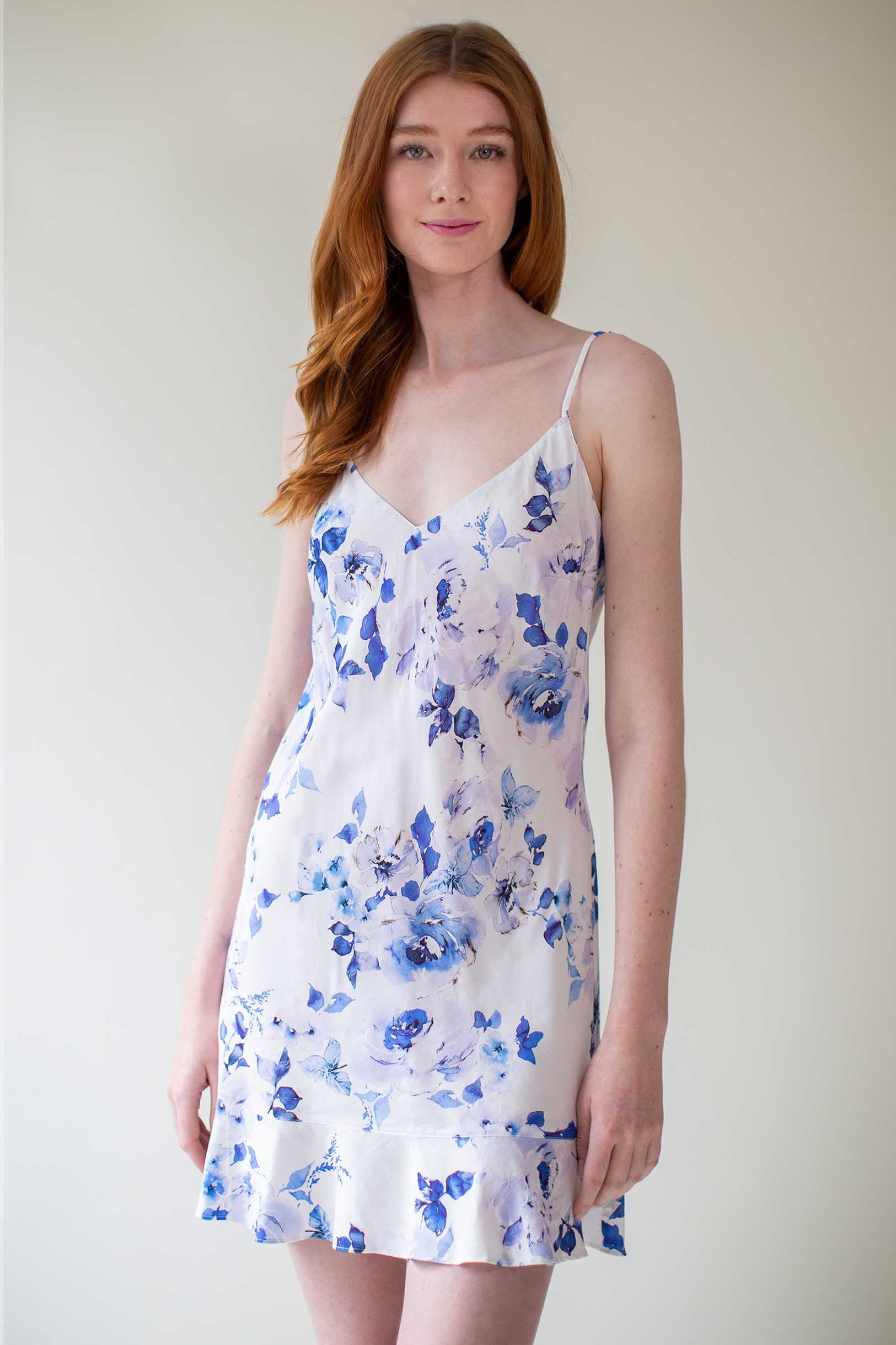 Botanical Love Flounce Bias Cut Slip Dress in Pink Floral - Perfect for Summer Weddings, Beach Vacations & Date Nights