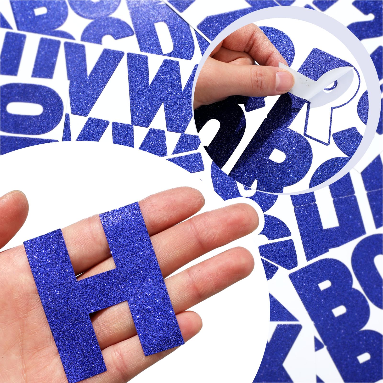 Harloon 232 Pcs Large Glitter Letter Stickers - 24 Sheets Self-Adhesive Alphabet Kit with 2.5 Inch Big Font Letters for Mailbox, Bulletin Boards, Classroom & Home Decor (Blue) - Perfect for DIY Crafts, Scrapbooking, Party Decorations and School Projects