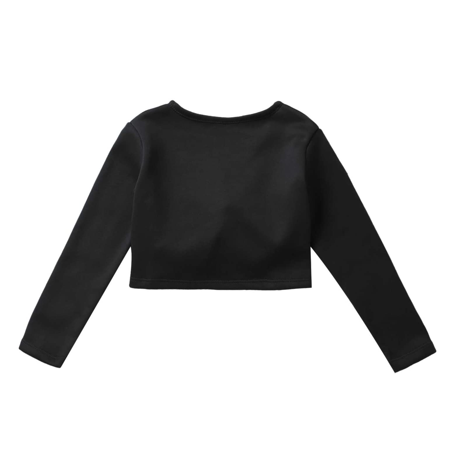 FEESHOW Girls Long Sleeve Knit Ballet Wrap Cardigan - Soft Cropped Pullover Sweater for Dance Class, Performance & Casual Wear