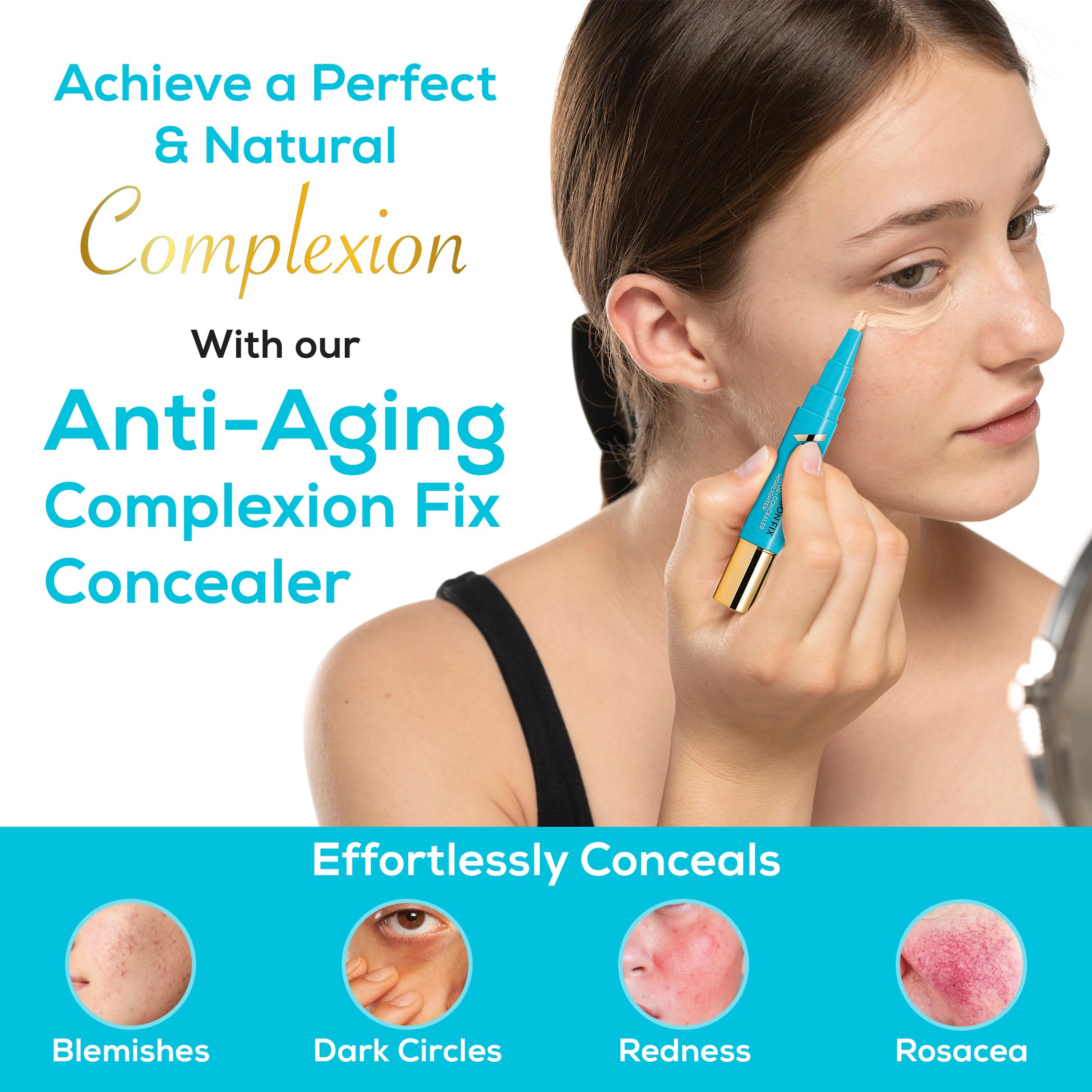 Veil Cosmetics Complexion Fix Concealer - Liquid Under Eye Concealer for Dark Circles, Highlight & Contour - Anti-Aging Vegan Makeup Pen with Hydrating Formula (4P Tan Pink) - Perfect for Daily Coverage, Evening Skin Tone, and Photo-Ready Makeup Looks