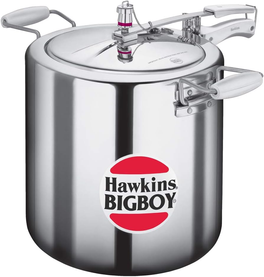 Hawkins BB22 Classic Aluminum Bigboy Pressure Cooker 22L - Fast & Safe Cooking for Large Families, Meal Prep & Canning - Perfect for Home Kitchens & Outdoor Camping