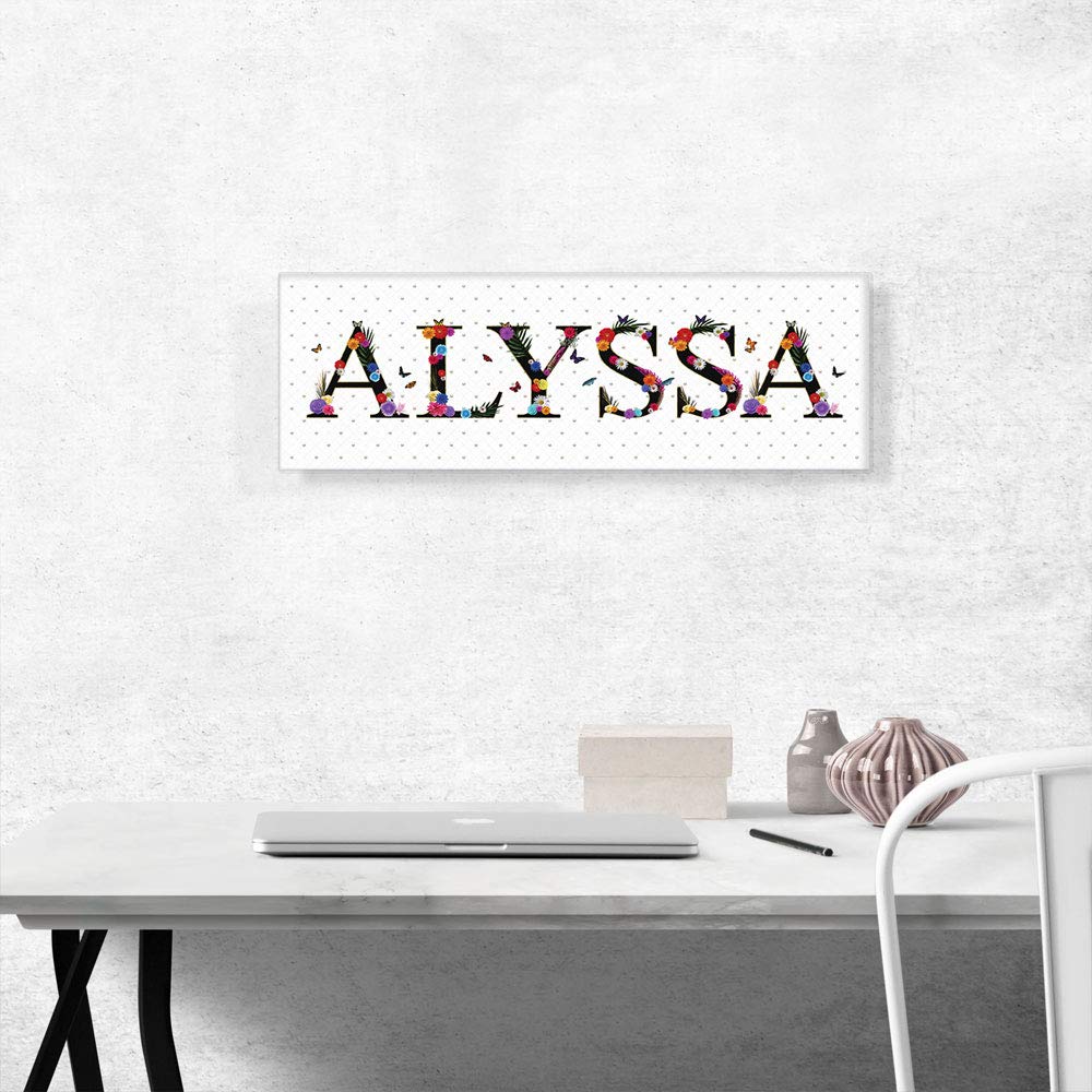 ALYSSA Girls Name Wall Art - Stretched Canvas Painting, Framed Print, Giclee Poster for Nursery & Bedroom Decor - 36
