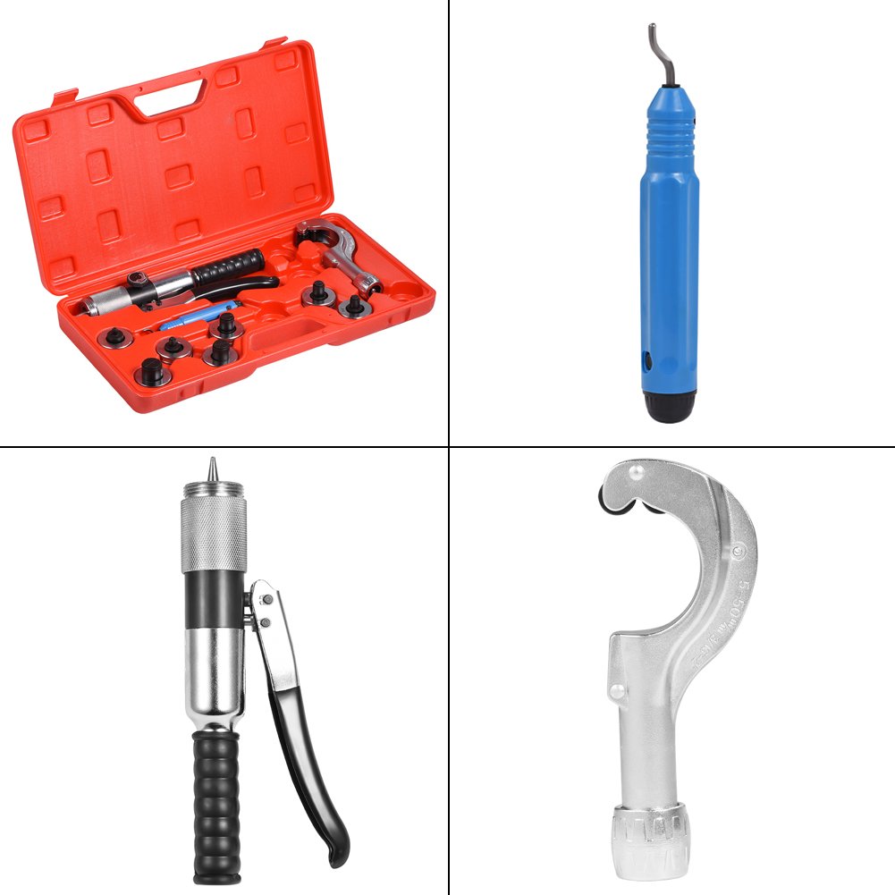 EVTSCAN CT-300A Hydraulic Tube Expander Kit - Professional Tubing Expanding Tool with 7 Expander Heads for Soft Copper, Aluminum, Titanium & Steel Tubes - Perfect for HVAC, Plumbing & Automotive Repair