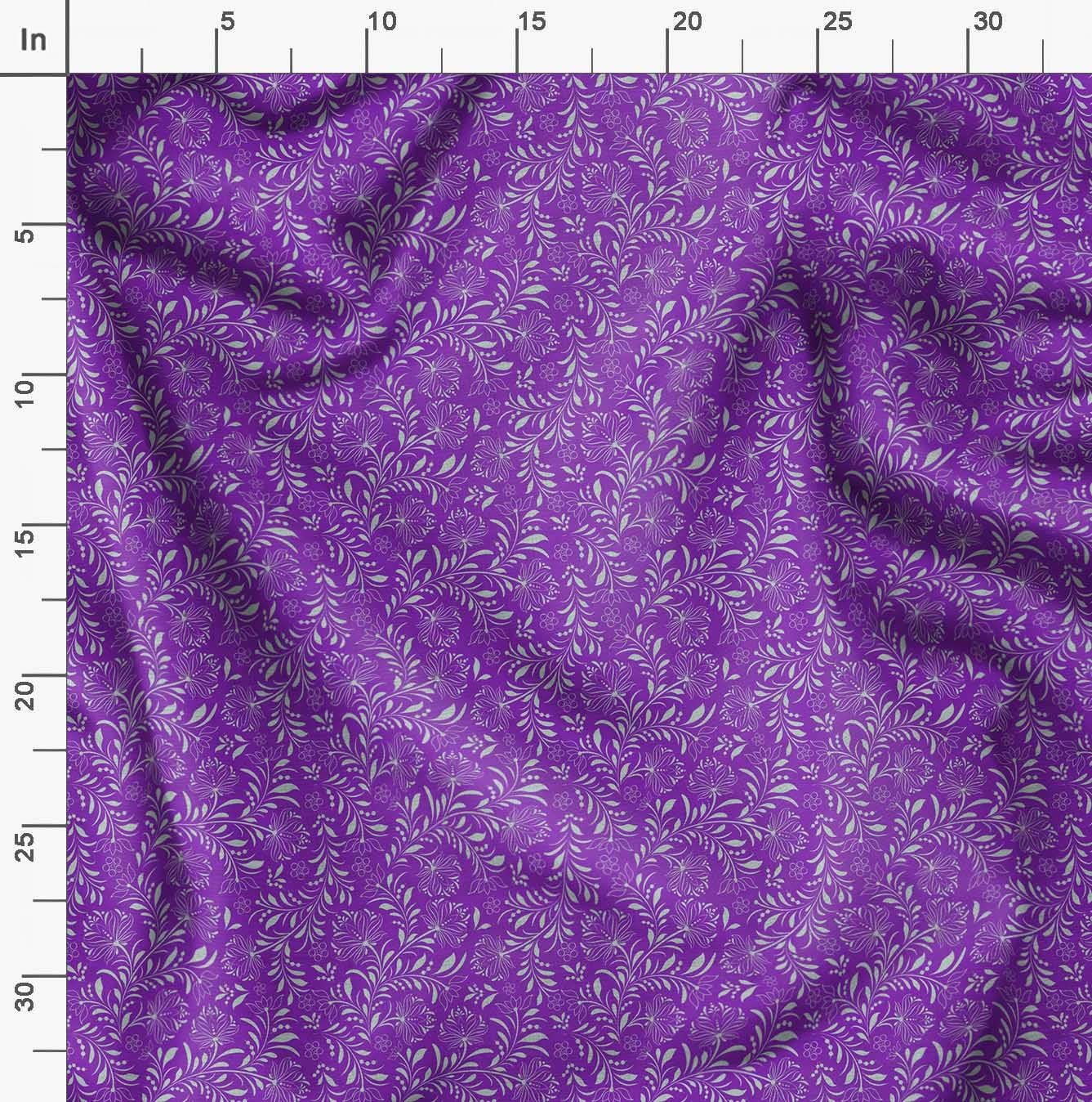 Soimoi Moss Georgette Purple Fabric by The Yard - 42 Inch Wide Printed Fabric with Artistic Leaf & Floral Design for Dresses, Scarves, DIY Crafts & Home Decor Projects