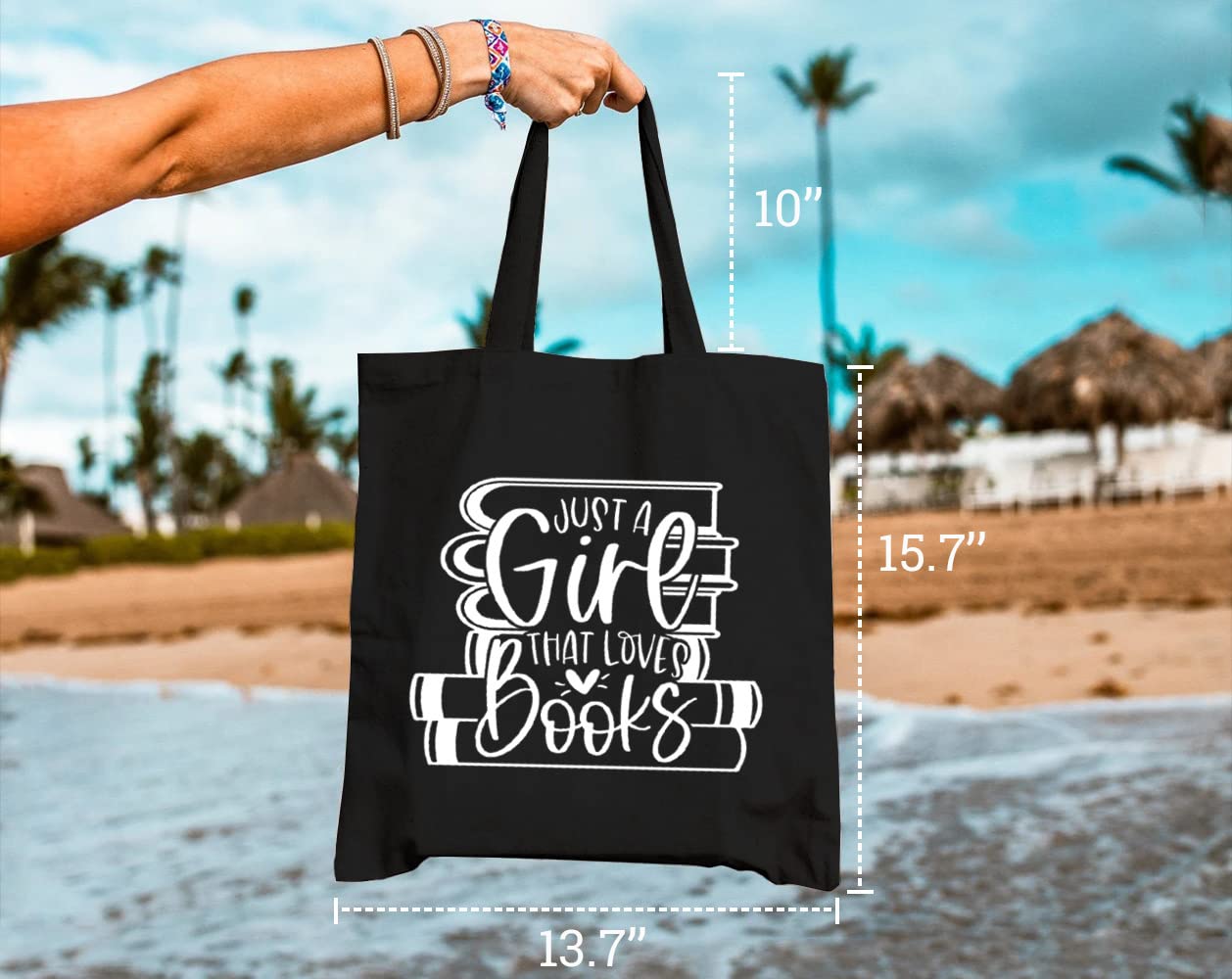 Just a Girl That Loves Books - Funny Librarian Canvas Tote Bag for Women, Grocery Shopping & Book Lovers Gift - Perfect for Library Visits, Bookstore Hauls & Everyday Use