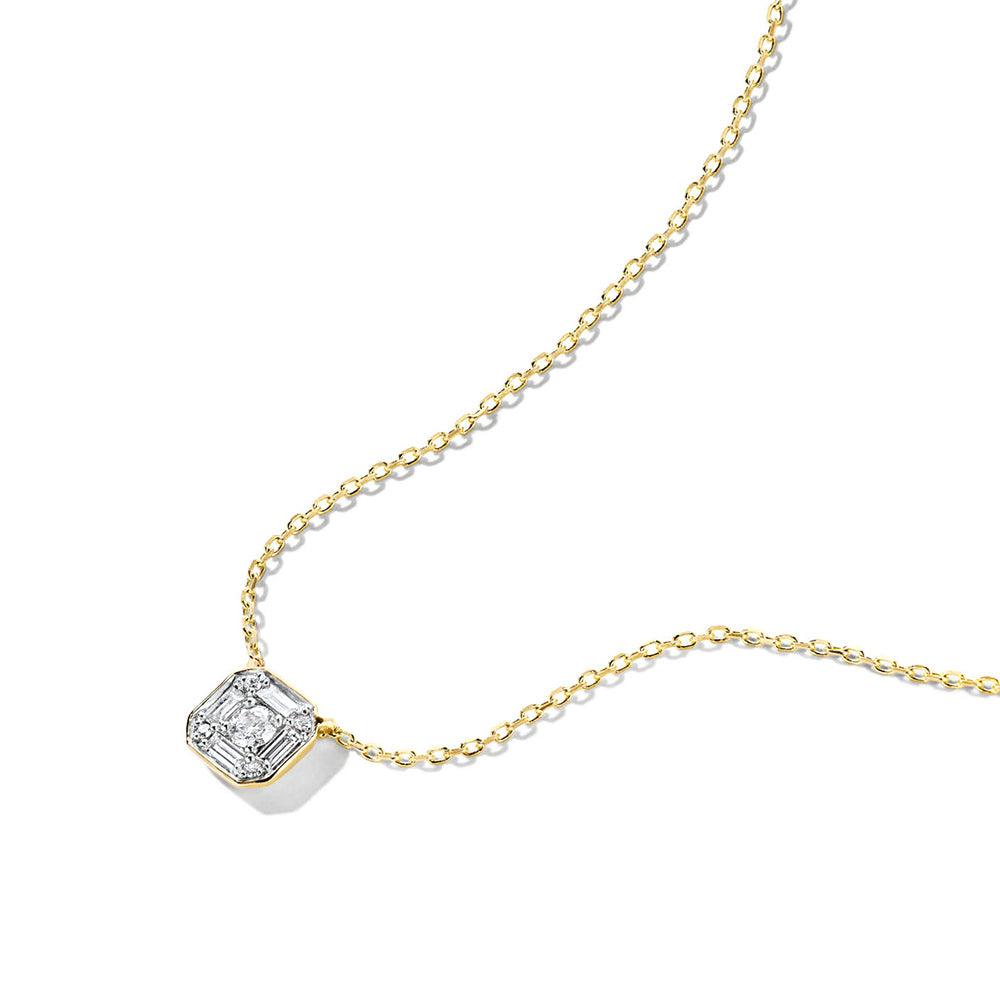 Lab Grown Diamond Mosaic Necklace for Women - Elegant 14K Gold Pendant Necklace, Perfect for Weddings, Anniversaries & Special Occasions
