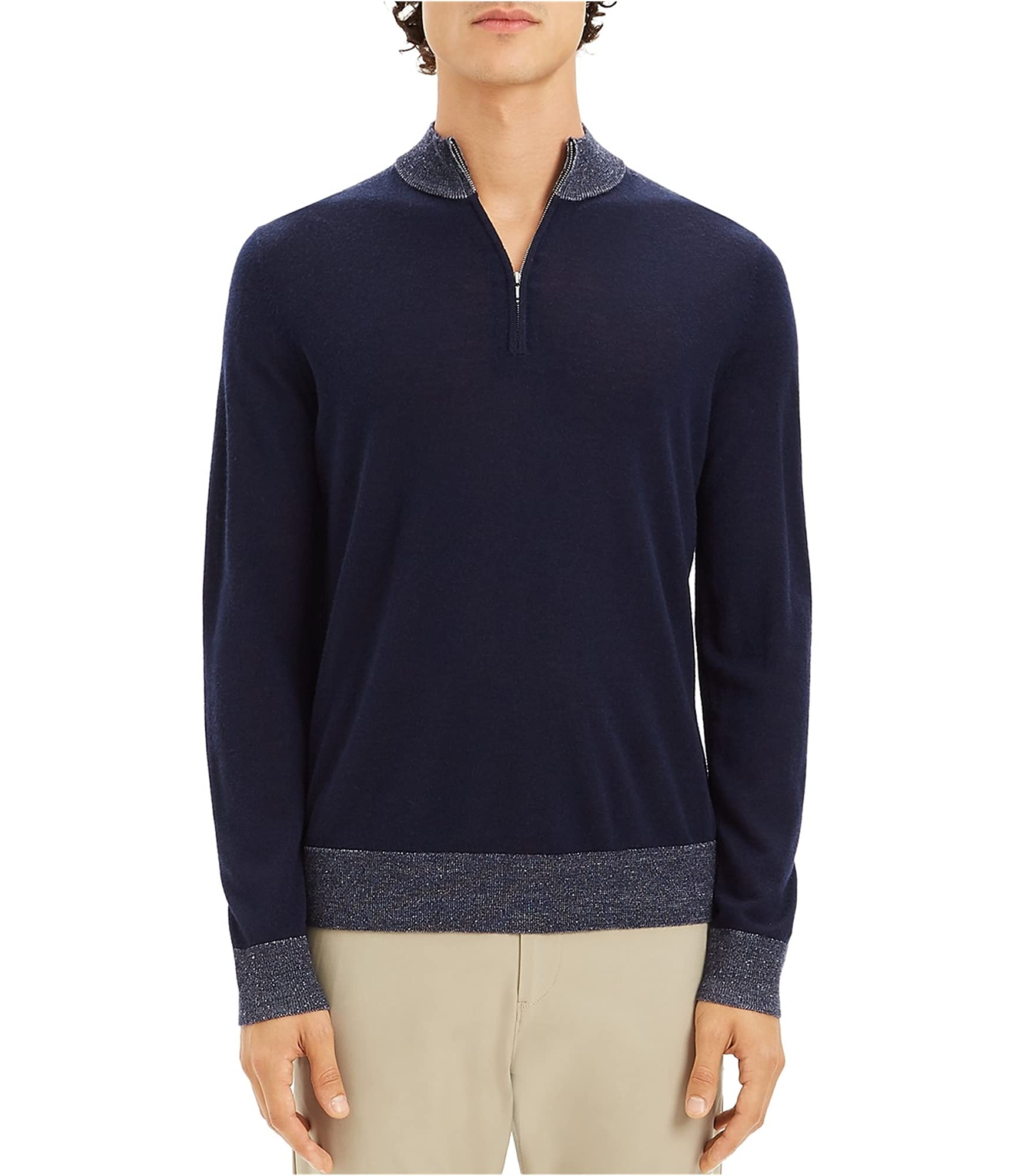 Theory Men's Quarter Zip Pullover Sweater | Soft Merino Wool Knit | Casual & Business Wear | Perfect for Office, Travel & Outdoor Activities