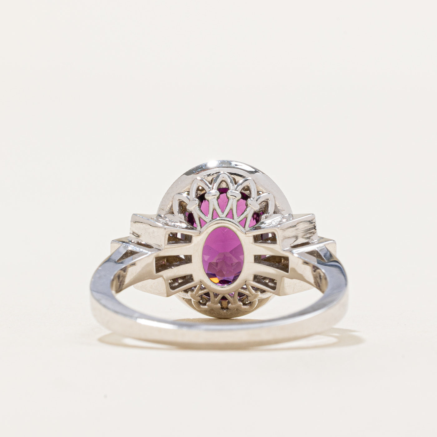 Exquisite 2.45ct Purple Garnet & 0.34ct Diamond Halo Ring - Size 6.5 | Elegant Engagement, Anniversary & Special Occasion Jewelry Gift