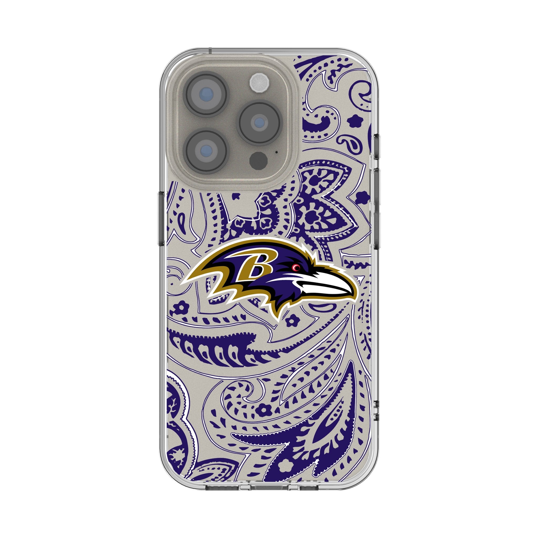 Baltimore Ravens Paisley Clear Phone Case for Apple iPhone 14/13/12/11 Pro Max - Stylish Protective Cover for Football Fans - Perfect for Game Days & Everyday Use