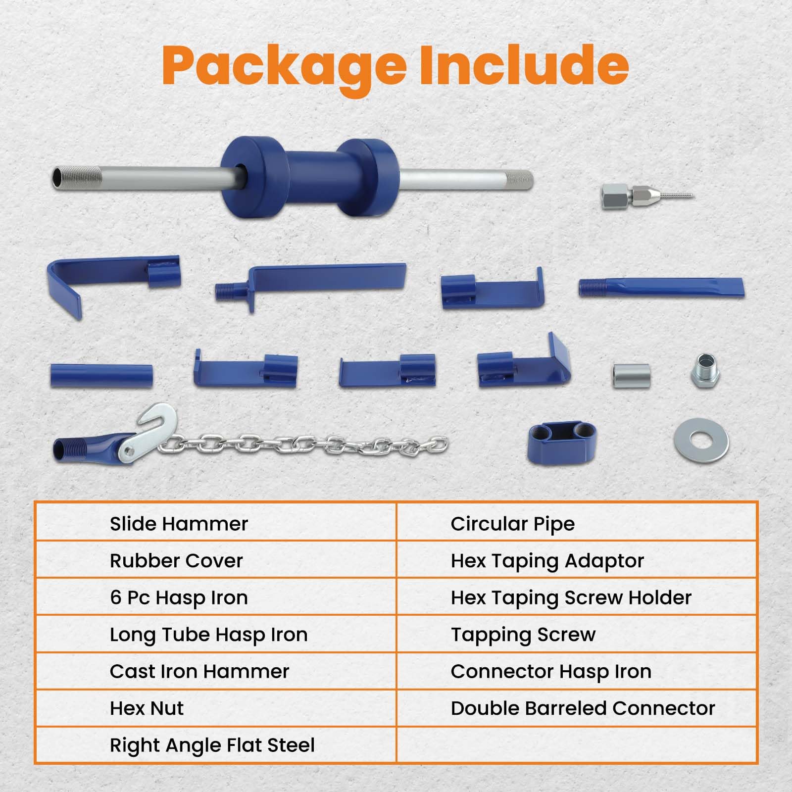 Heavy Duty 13LBS Slide Hammer Dent Puller Kit - 18 Piece Auto Body Dent Repair Tool Set for Car Dent Removal | Professional Automotive Dent Remover with Blue Finish | Perfect for DIY Auto Body Repair, Collision Damage Fix & Vehicle Maintenance