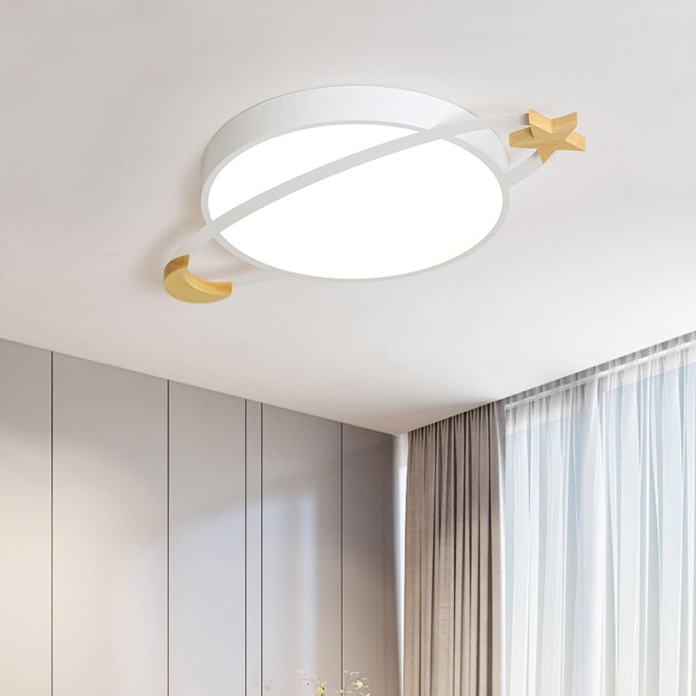 GUOGUOSM 50cm Modern LED Ceiling Light - Dimmable Scandinavian Planet Lamp for Bedroom, Living Room, Study | Creative Round Lighting Fixture for Boys & Girls Rooms | Perfect for Cozy Home Decor and Night Reading