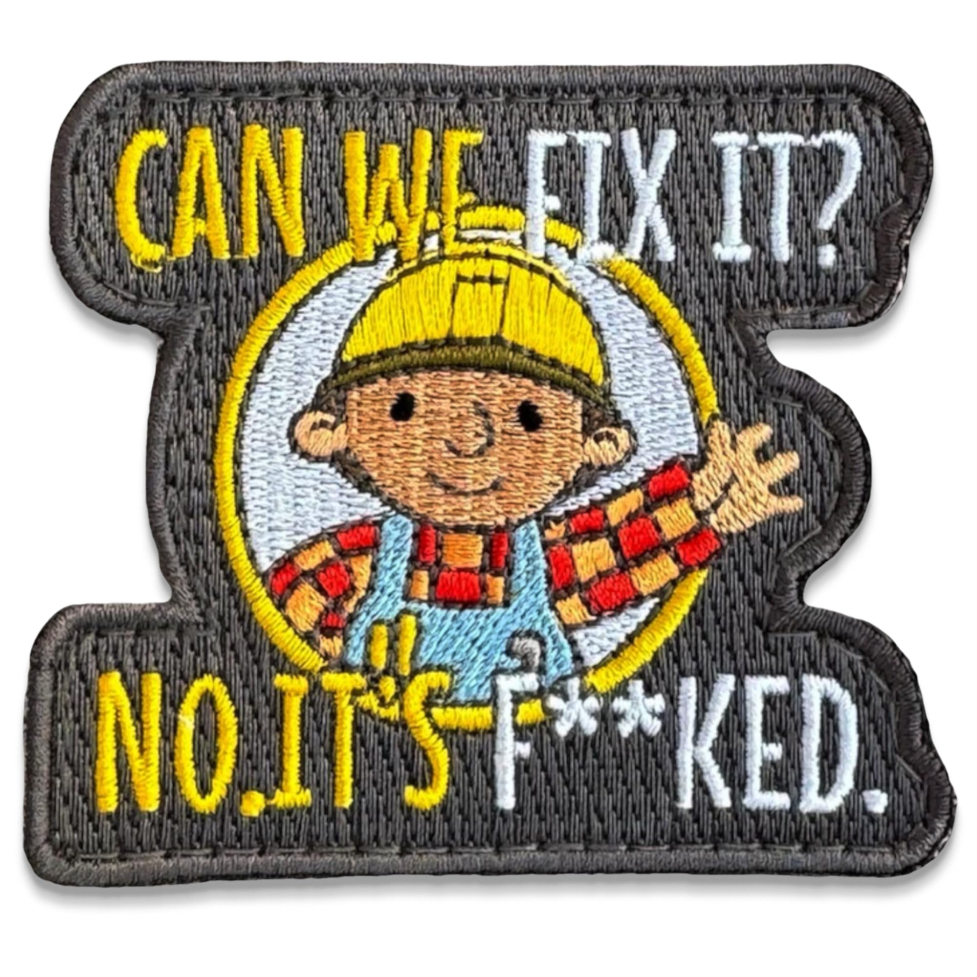 Funny 'Can We Fix It' Embroidered Patch - Military Tactical Morale Patch with Hook & Loop Fastener | Cute Iron-on Patches for Backpacks, Jackets, Hats, Jeans & Military Uniforms | Perfect for DIY Crafts, Cosplay & Outdoor Adventures