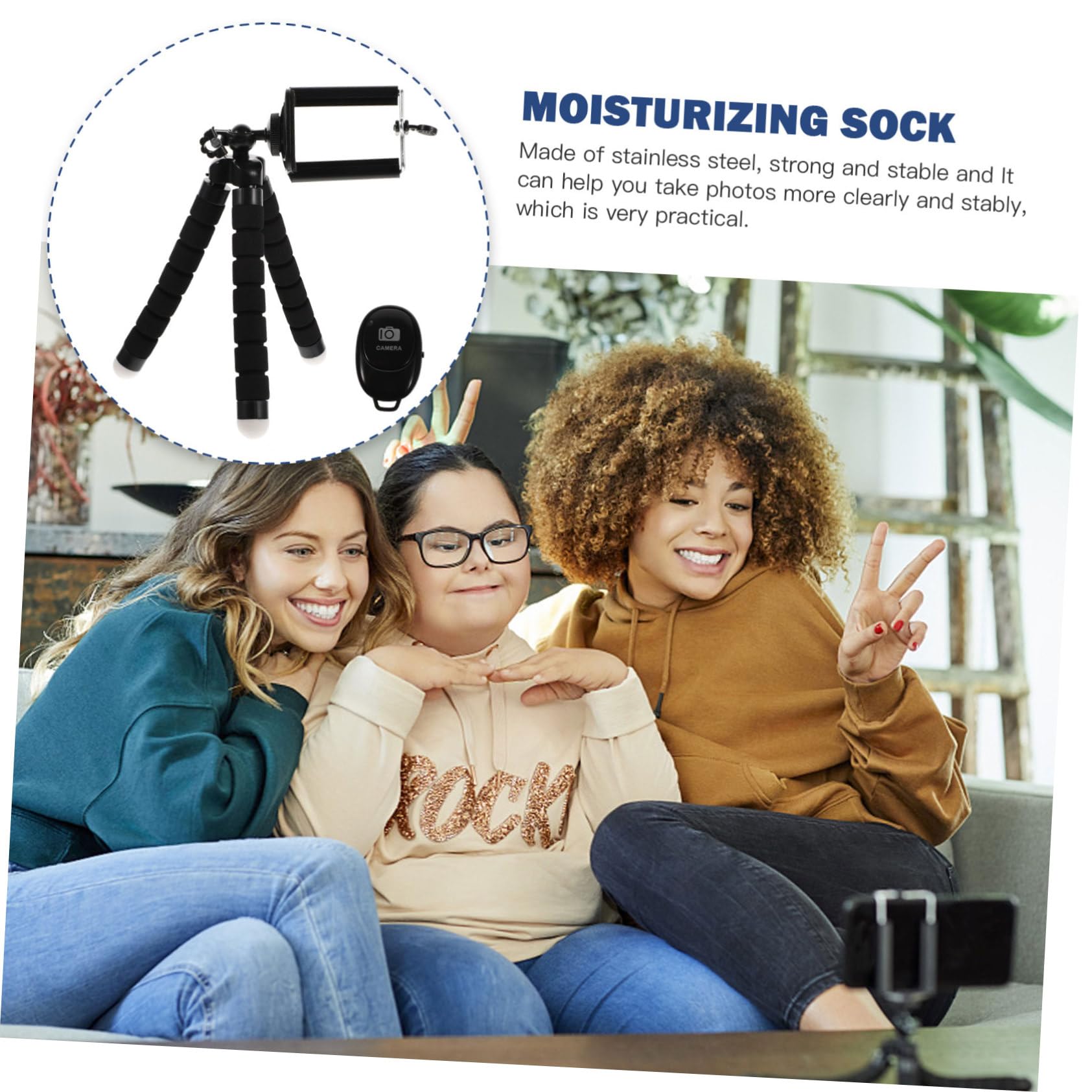 **Mikikit Adjustable Stainless Steel Phone Stand & Tripod - Lightweight Portable Desk Mount for Smartphones, Cameras, Tablets - Perfect for Video Calls, Live Streaming, Photography & Office Use**